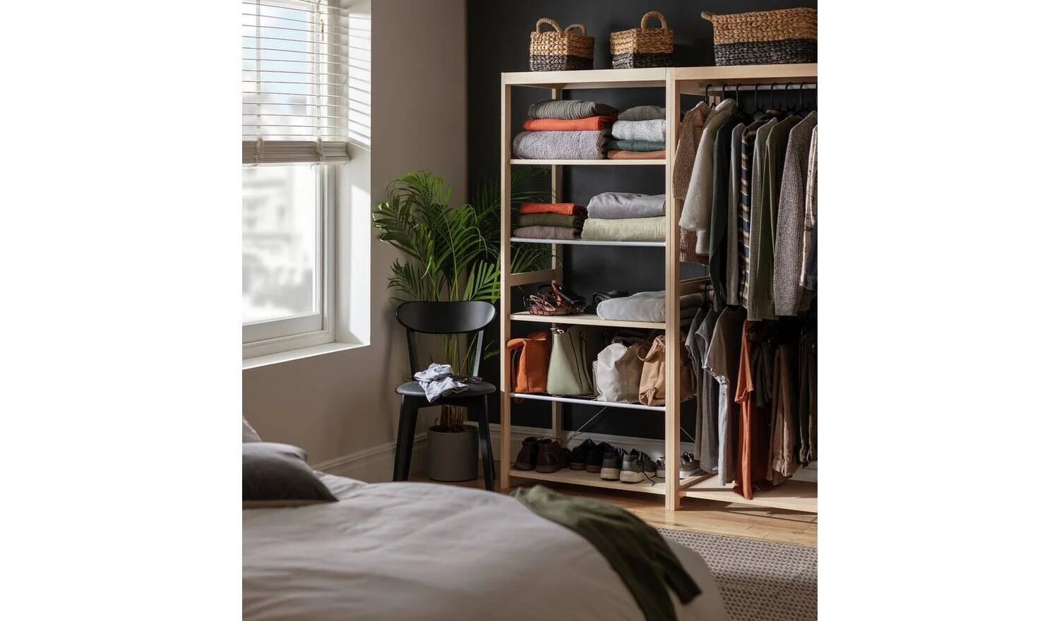 Flicka Open 5 Shelf Wardrobe - Pine - Image 3
