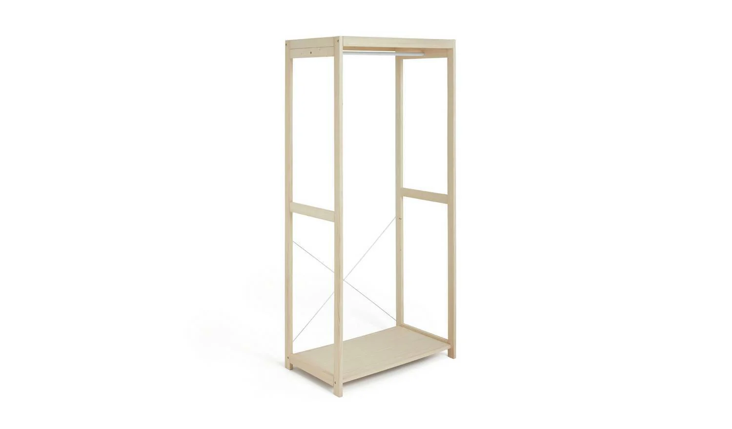 Flicka Open Single Rail Wardrobe Pine Freestanding Clothes Storage Organiser - Image 3