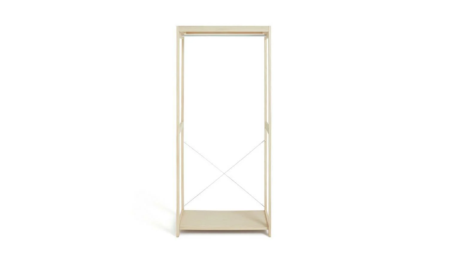 Flicka Open Single Rail Wardrobe Pine Freestanding Clothes Storage Organiser - Image 4