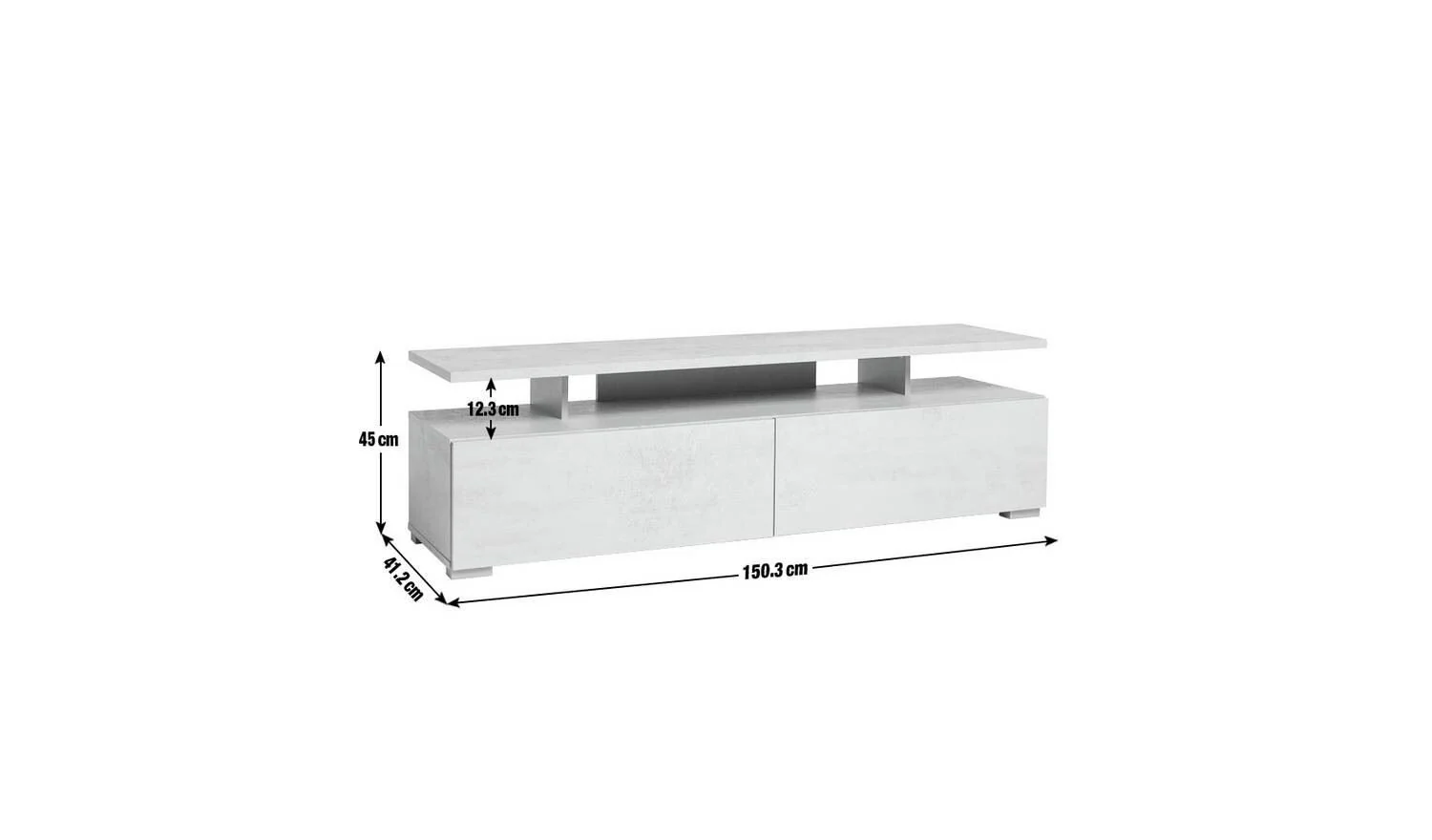 Floating Top TV Unit Black & Brown Space Saving Contemporary Style - Image 2