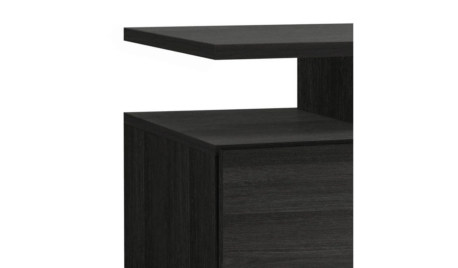 Floating Top TV Unit Black & Brown Space Saving Contemporary Style - Image 7