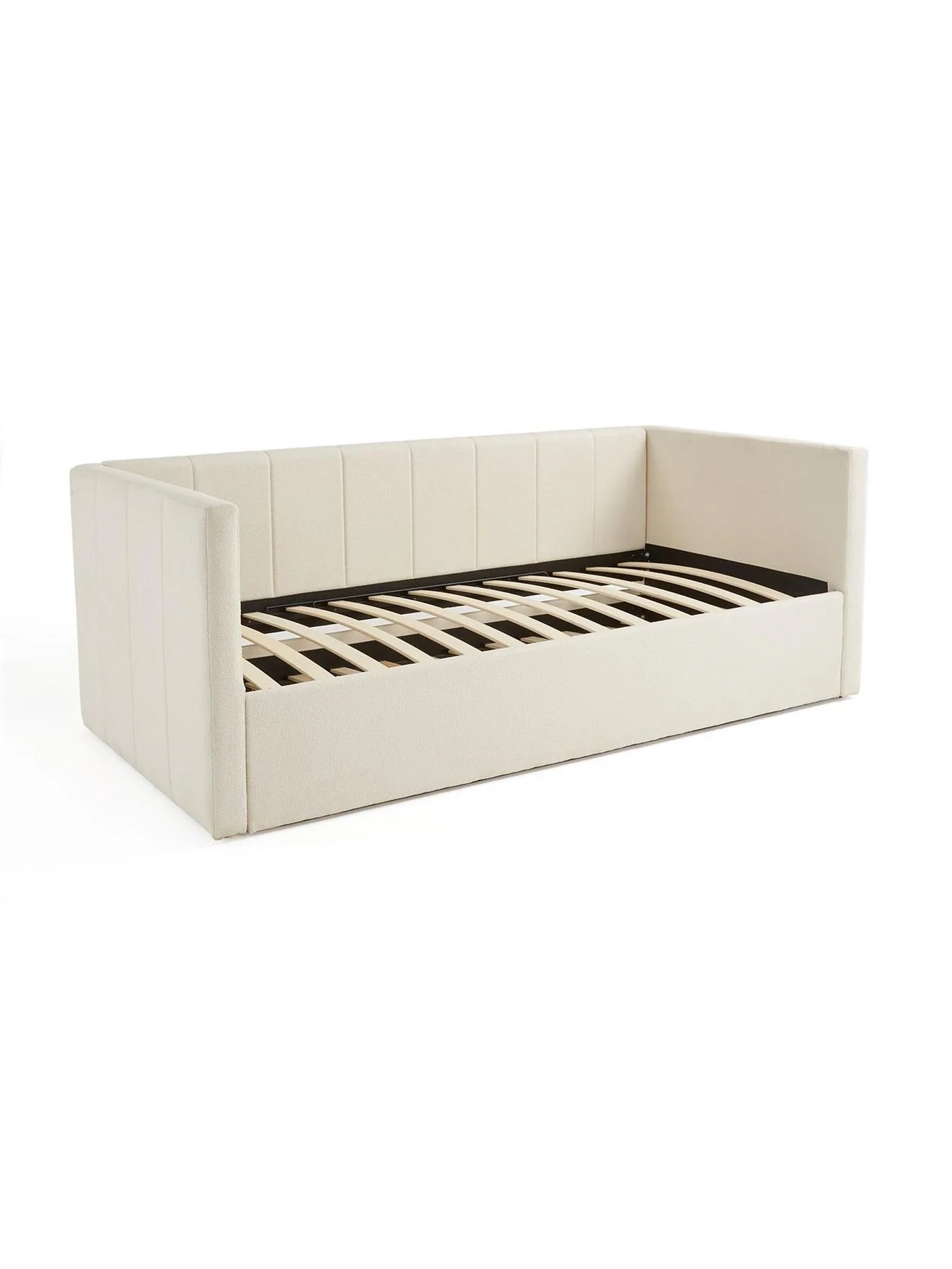 Floren Boucle Day Bed With Low Level Trundle Natural Modern Fabric - Image 3