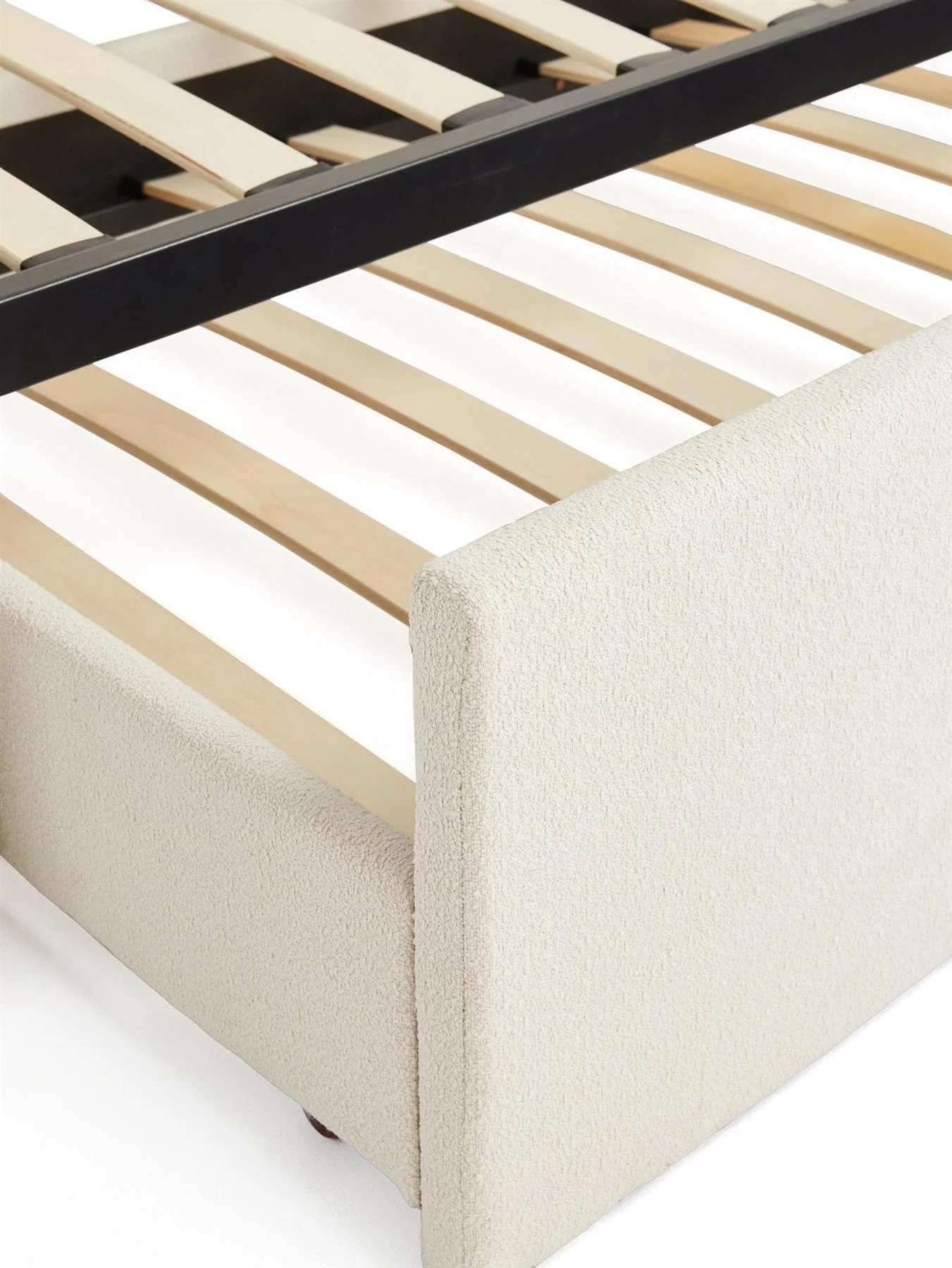 Floren Boucle Day Bed With Low Level Trundle Natural Modern Fabric - Image 5