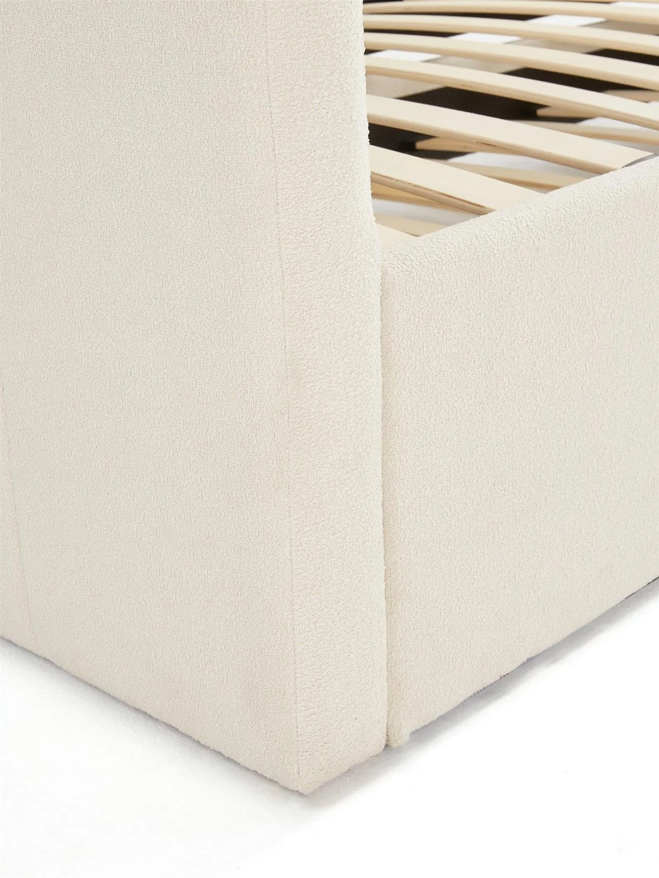 Floren Boucle Day Bed With Low Level Trundle Natural Modern Fabric - Image 7