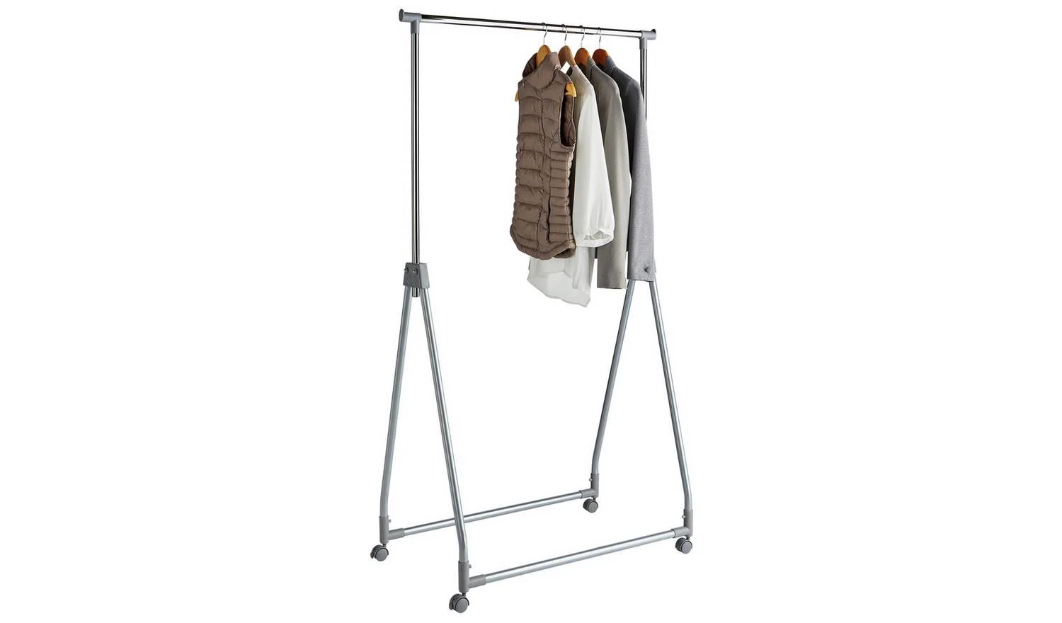 Foldable Clothes Rail Chrome Portable Garment Rack Wardrobe Storage - Image 3