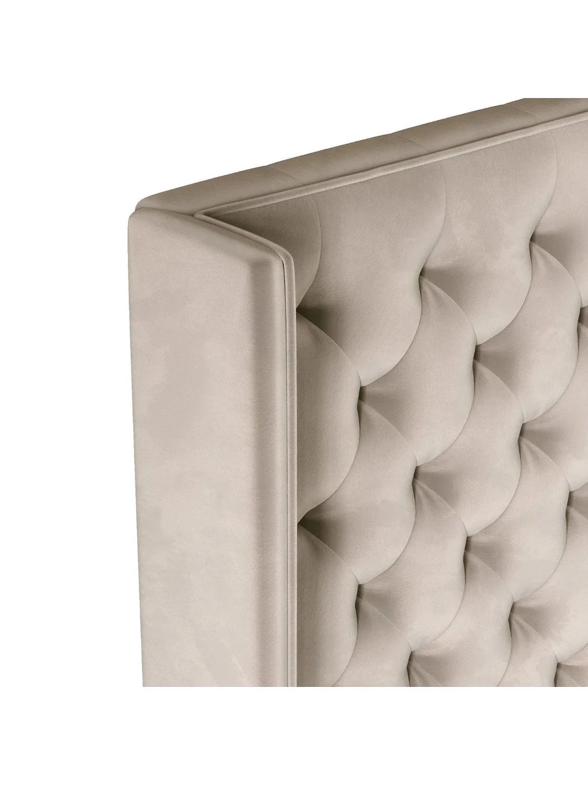 Franklin Velvet Lift Up Ottoman Bed Double Natural Buttoned Headboard - Image 7