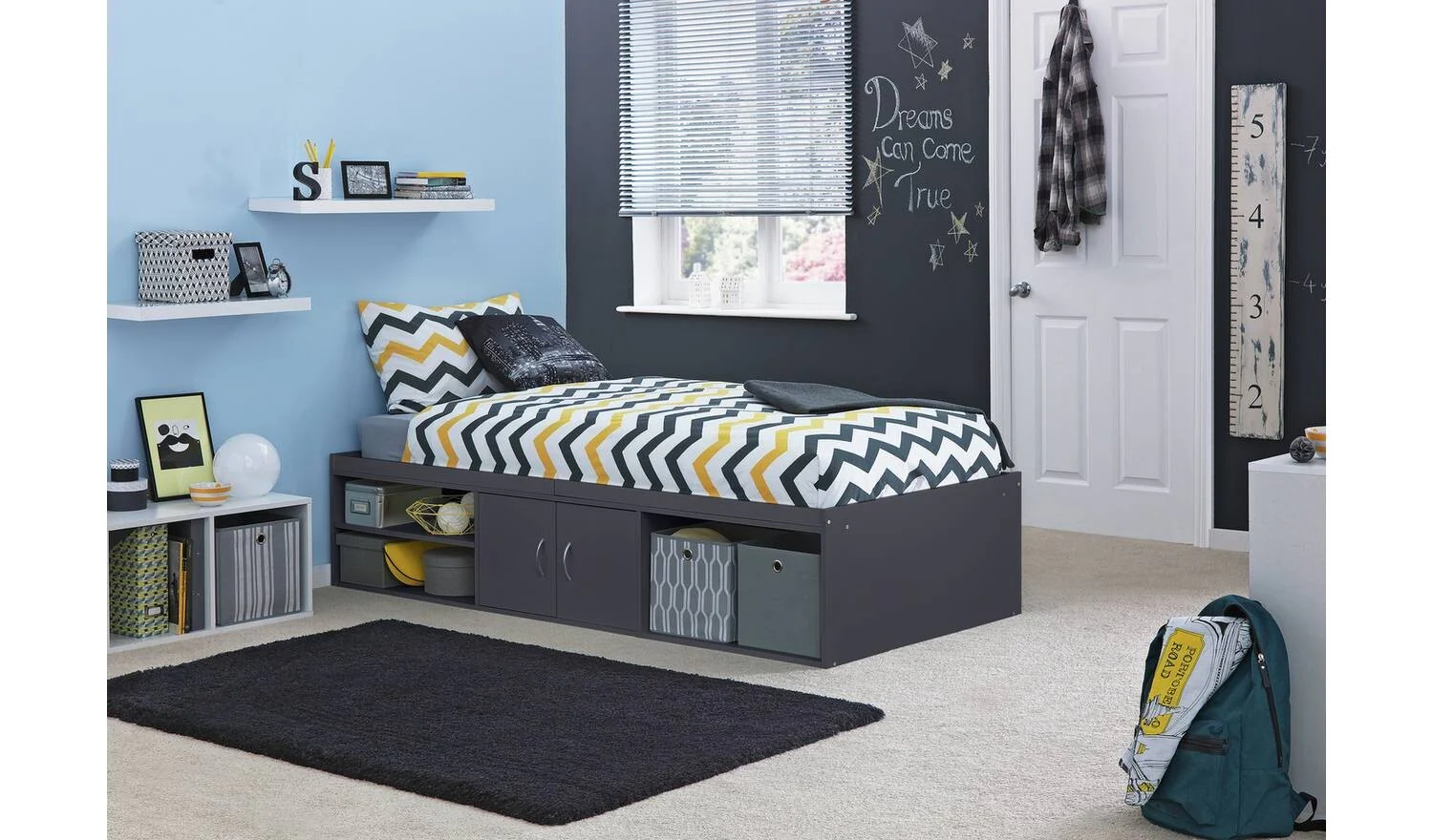 Freddie Storage Cabin Bed Anthracite Kids Childrens Bedroom Furniture - Image 3