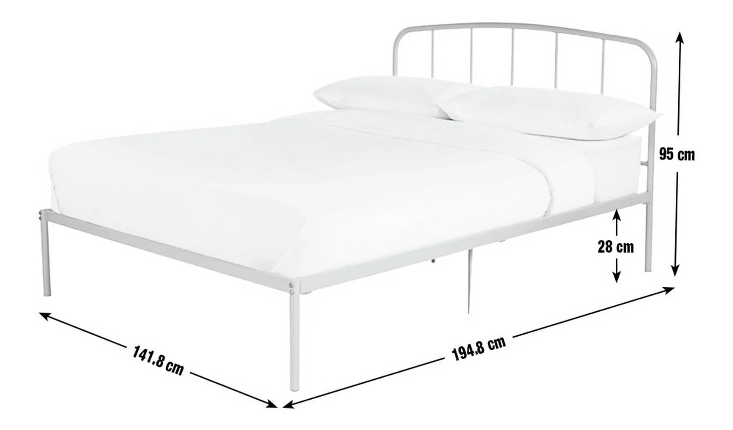 Freja Double Metal Bed Frame Silver Durable Construction Long Lasting - Image 2