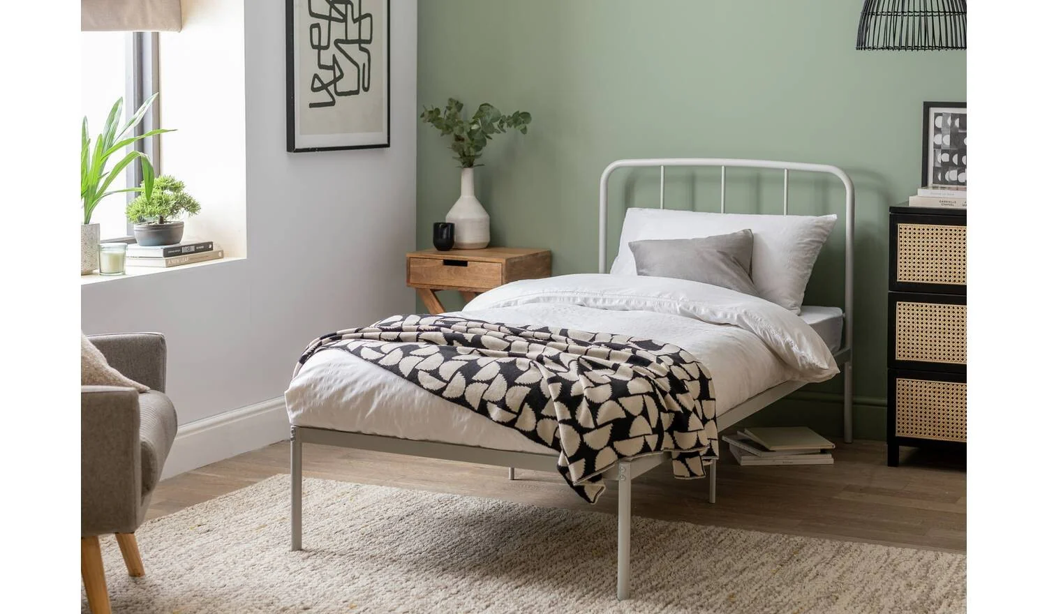 Freja Single Metal Bed Frame Silver Durable Construction Long Lasting - Image 3