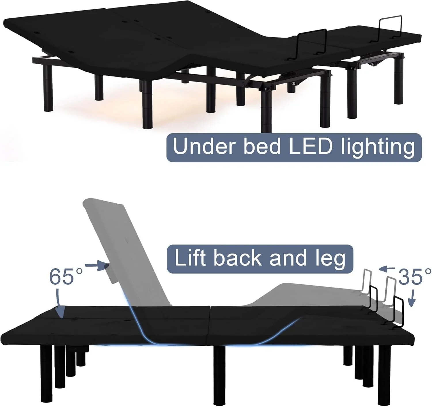 Fromann Adjustable Twin XXL Bed Base Frame with Wireless Remote,USB Ports - Image 7