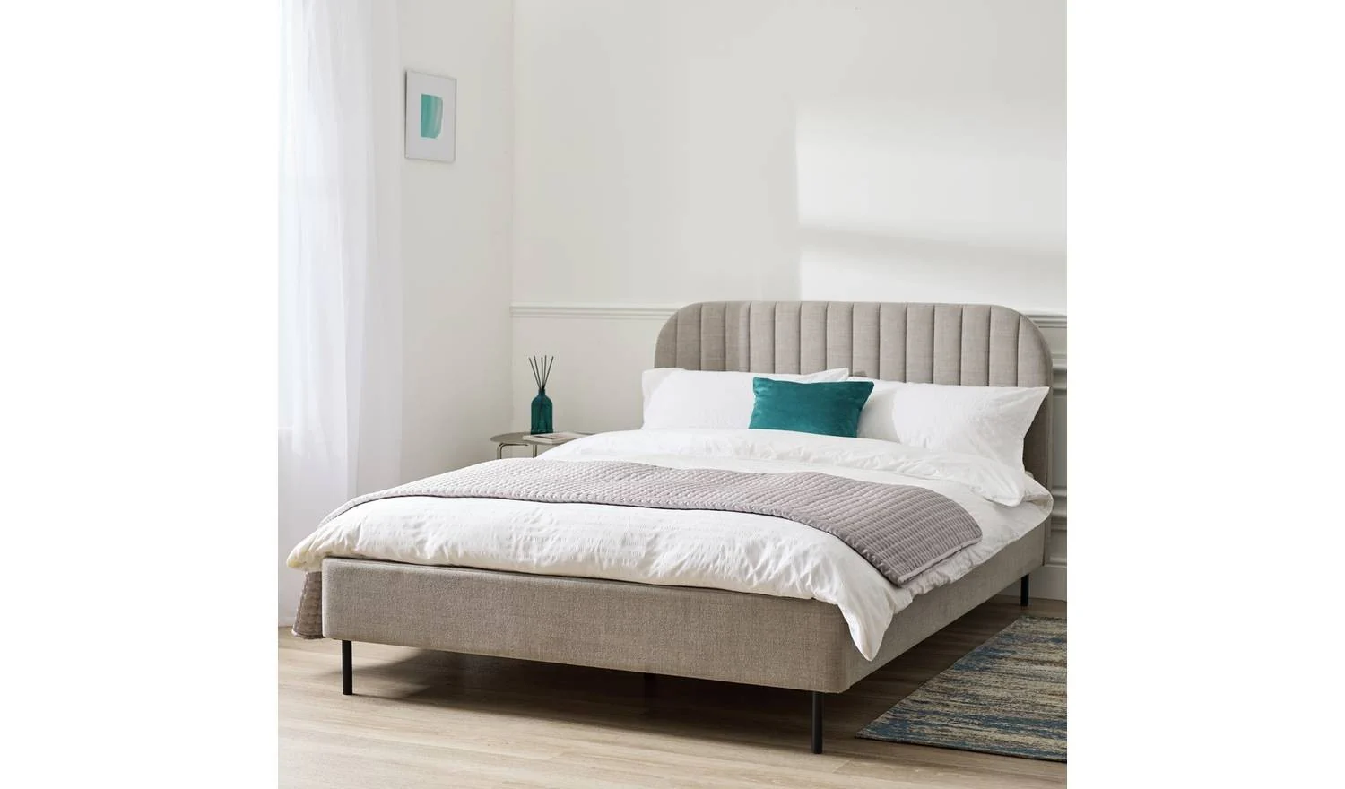 Fulford Kingsize Fabric Bed Frame Grey Stylish and Elegant Bedroom Furniture - Image 2