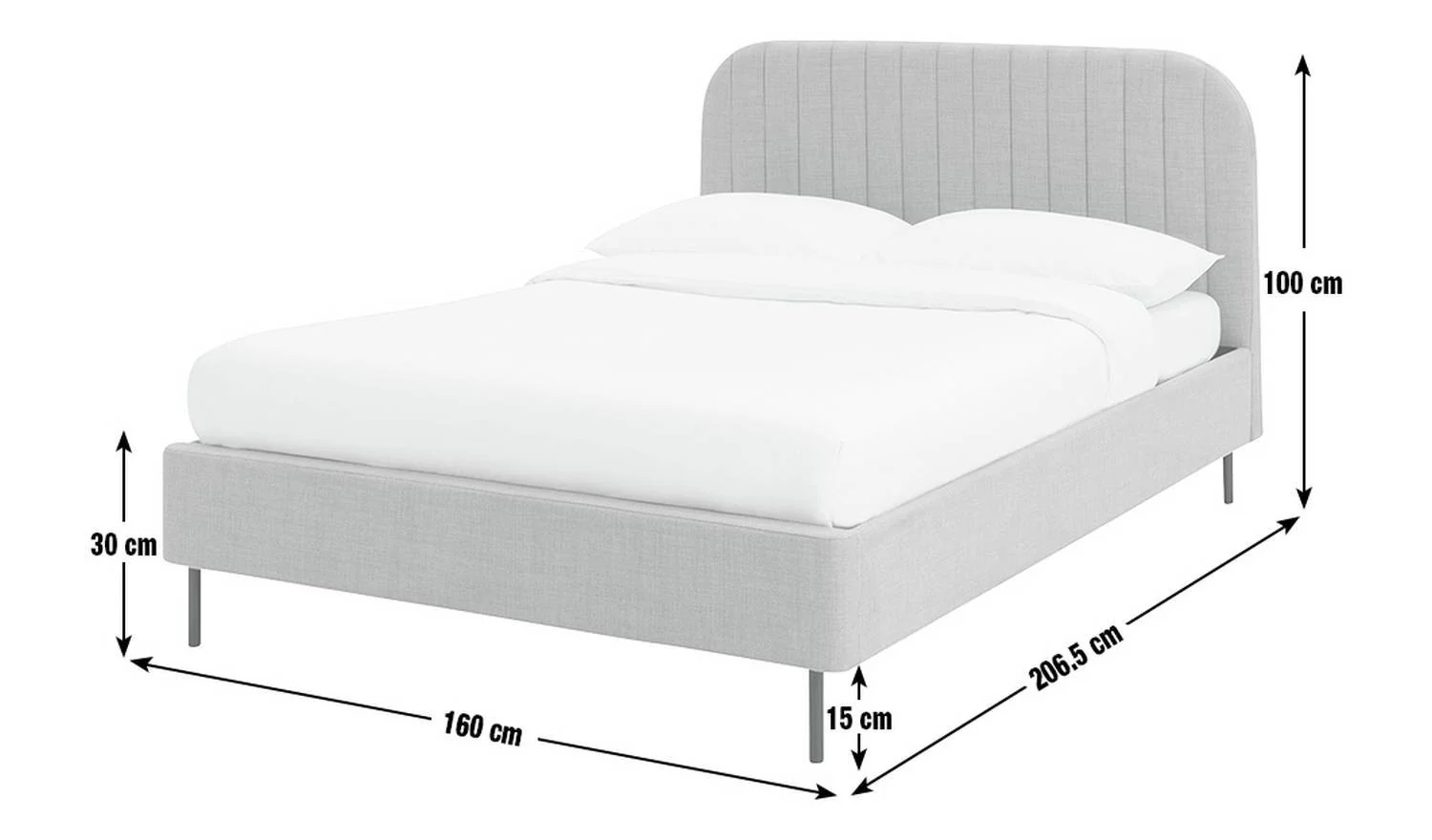 Fulford Kingsize Fabric Bed Frame Grey Stylish and Elegant Bedroom Furniture - Image 3