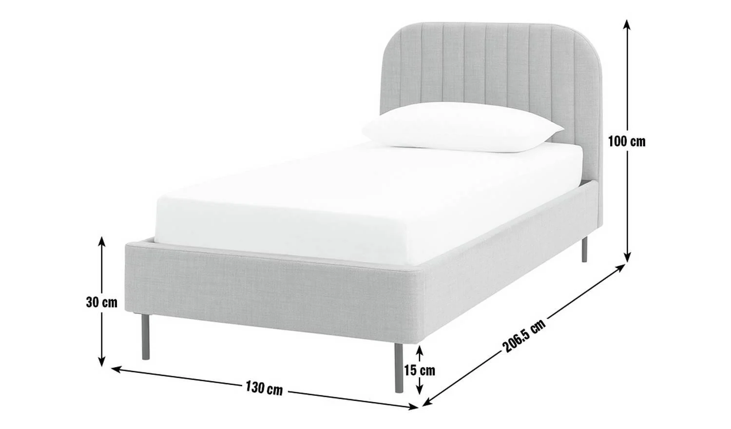 Fulford Single Fabric Bed Frame - Grey - Image 3