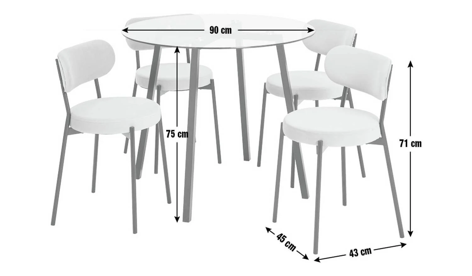 Fyra Black Dining Table & 4 Black Chairs Elegant Kitchen Furniture Set - Image 2