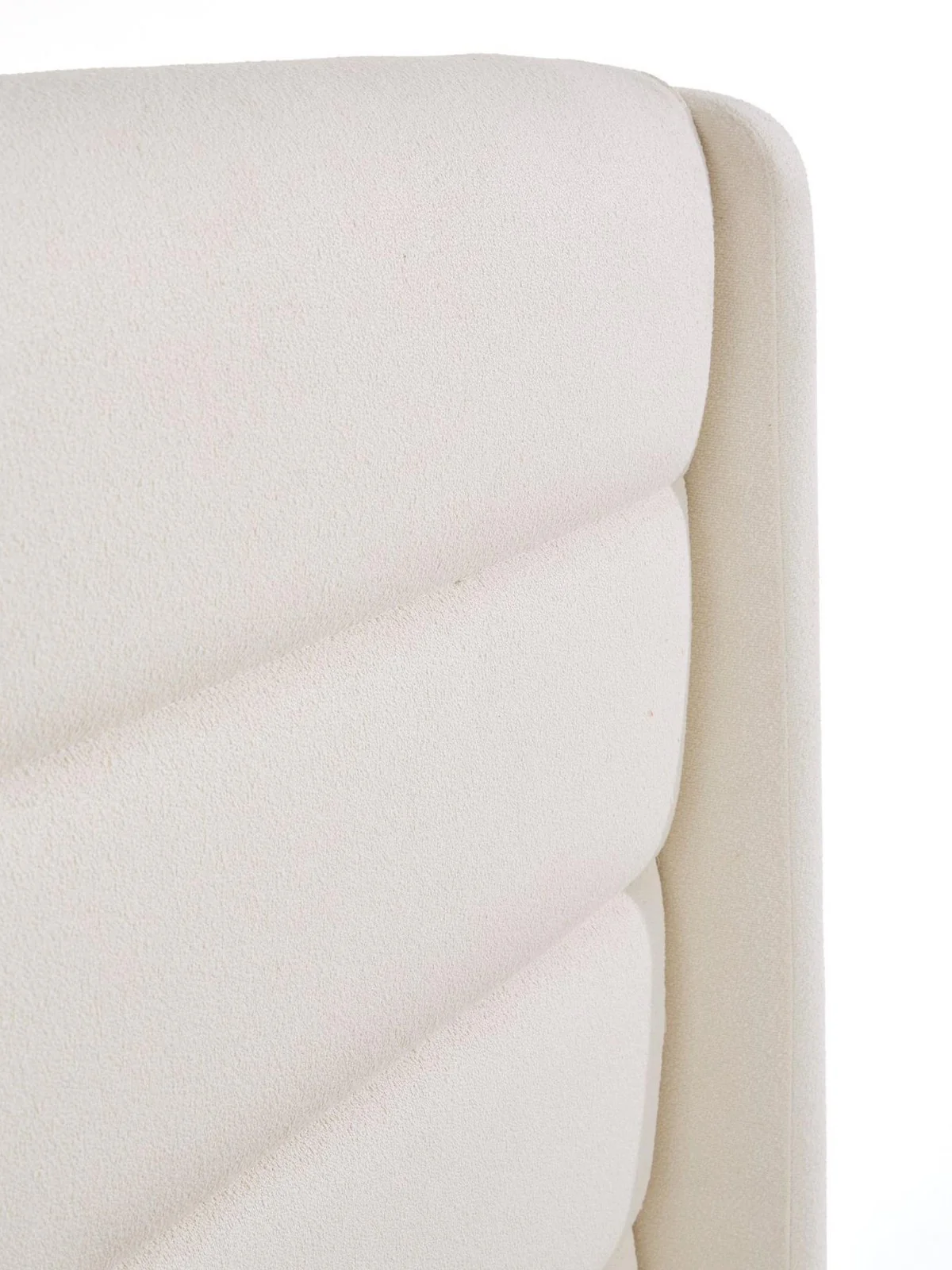 Gabriel Fabric Winged Bed Frame King Ivory Padded Headboard - Image 5
