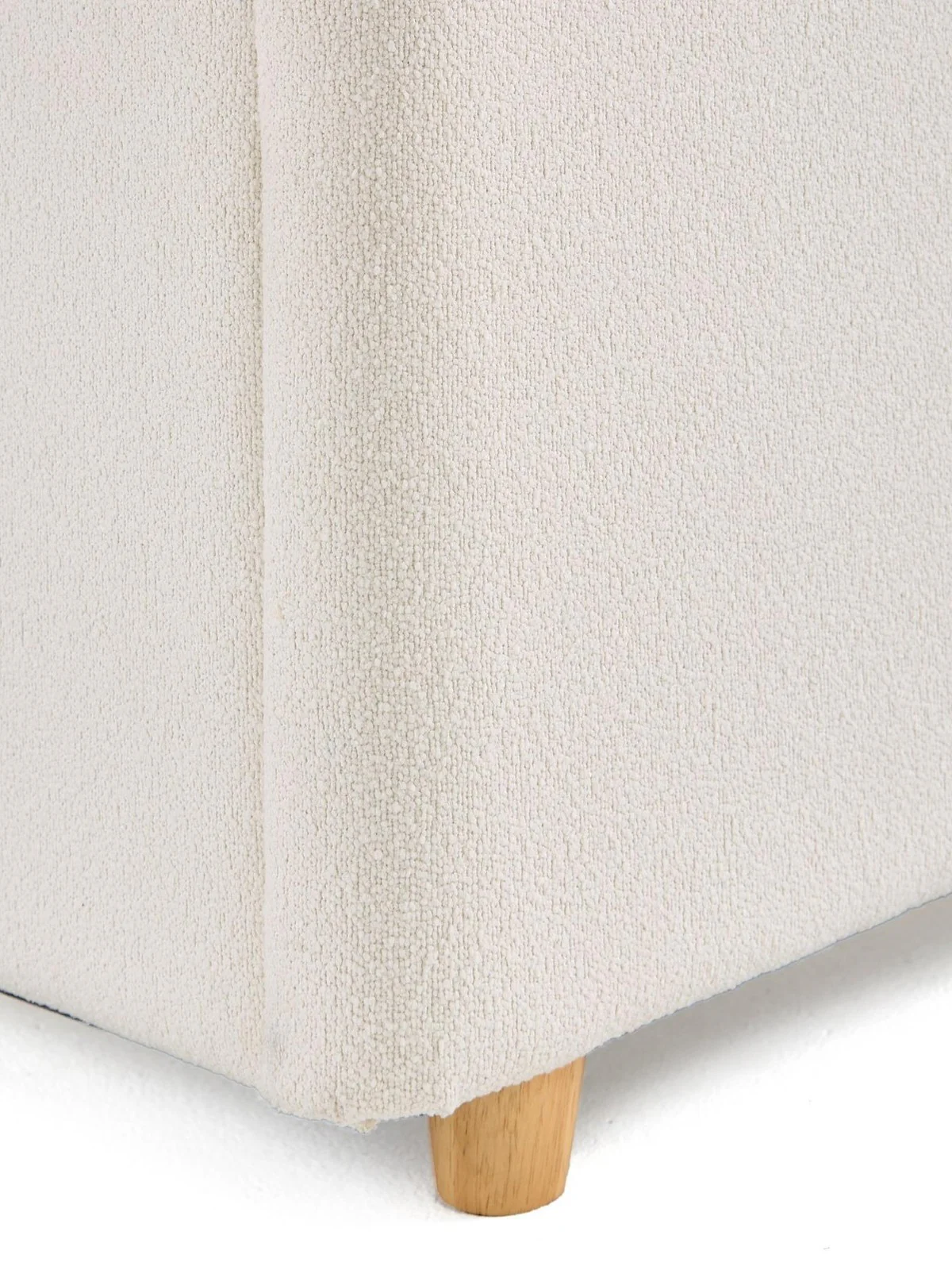 Gabriel Fabric Winged Bed Frame King Ivory Padded Headboard - Image 6