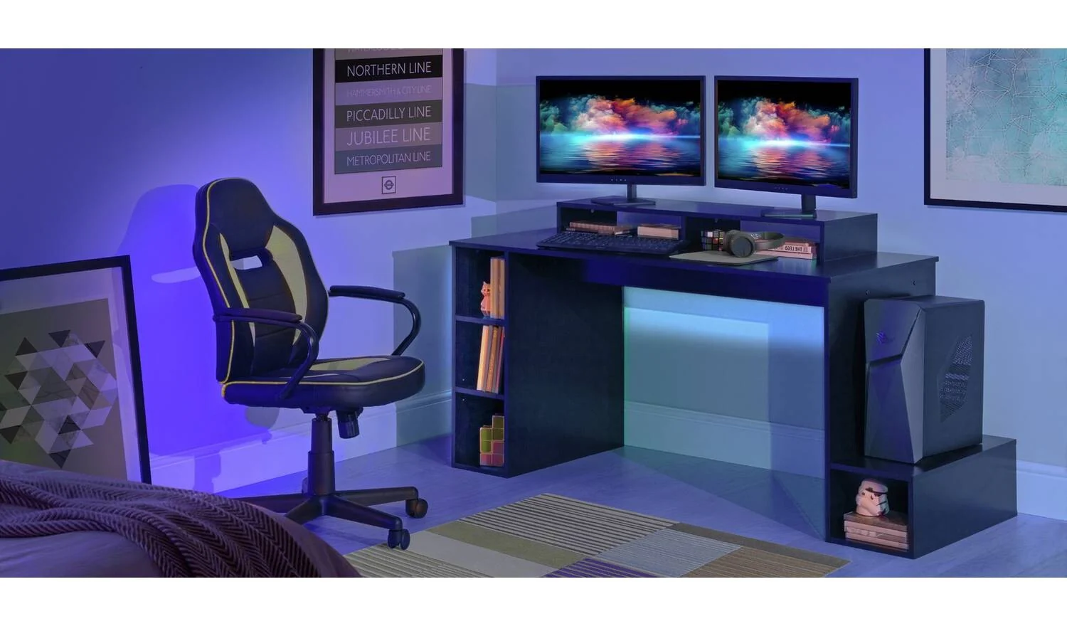 Gaming Desk Black Easy Assembly Gamer Furniture - Image 4