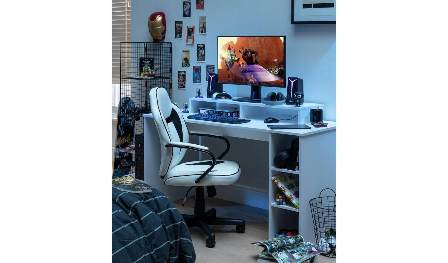 Gaming Desk White Modern Home Office Furniture - Image 2