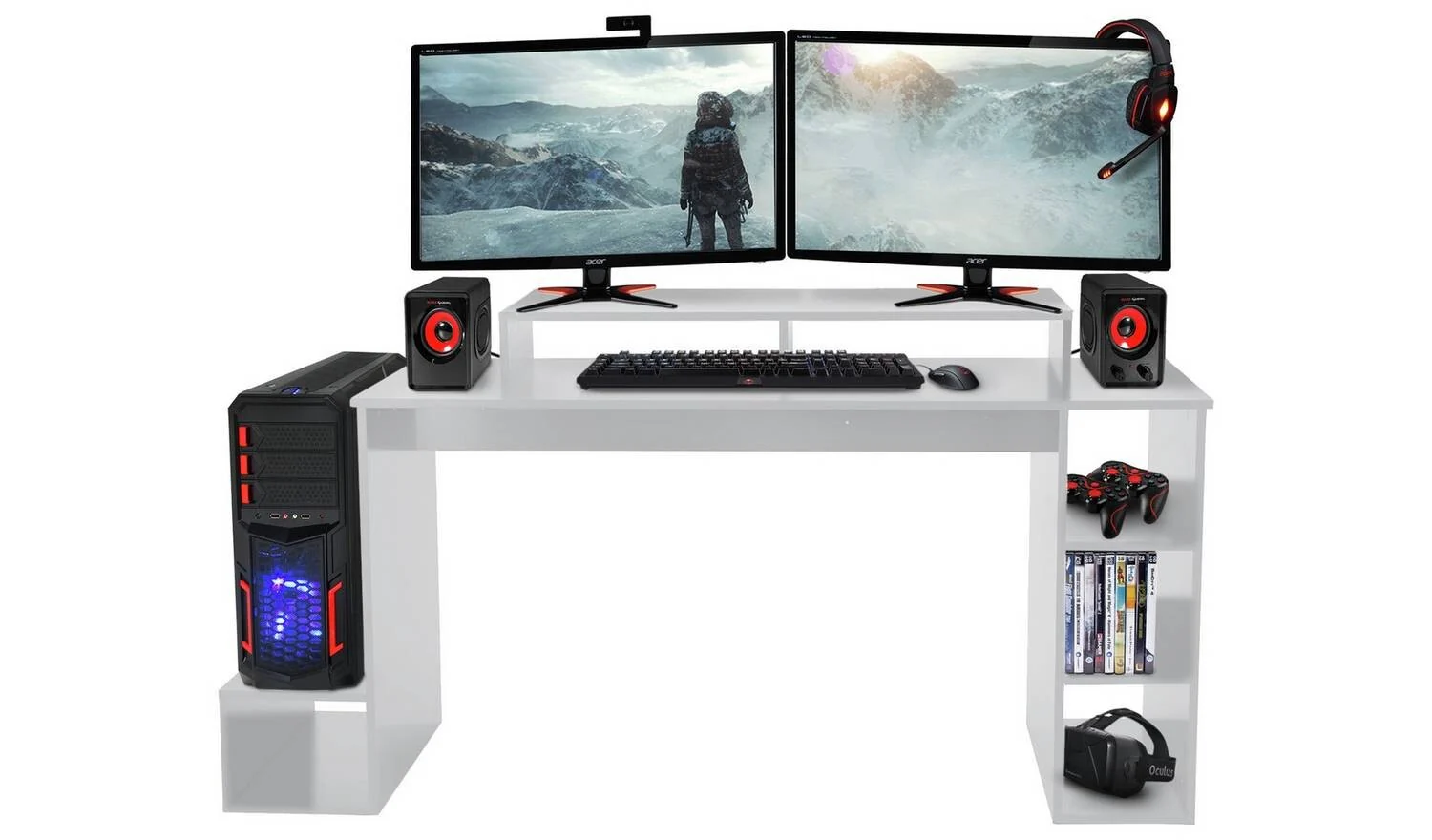 Gaming Desk White Modern Home Office Furniture - Image 3