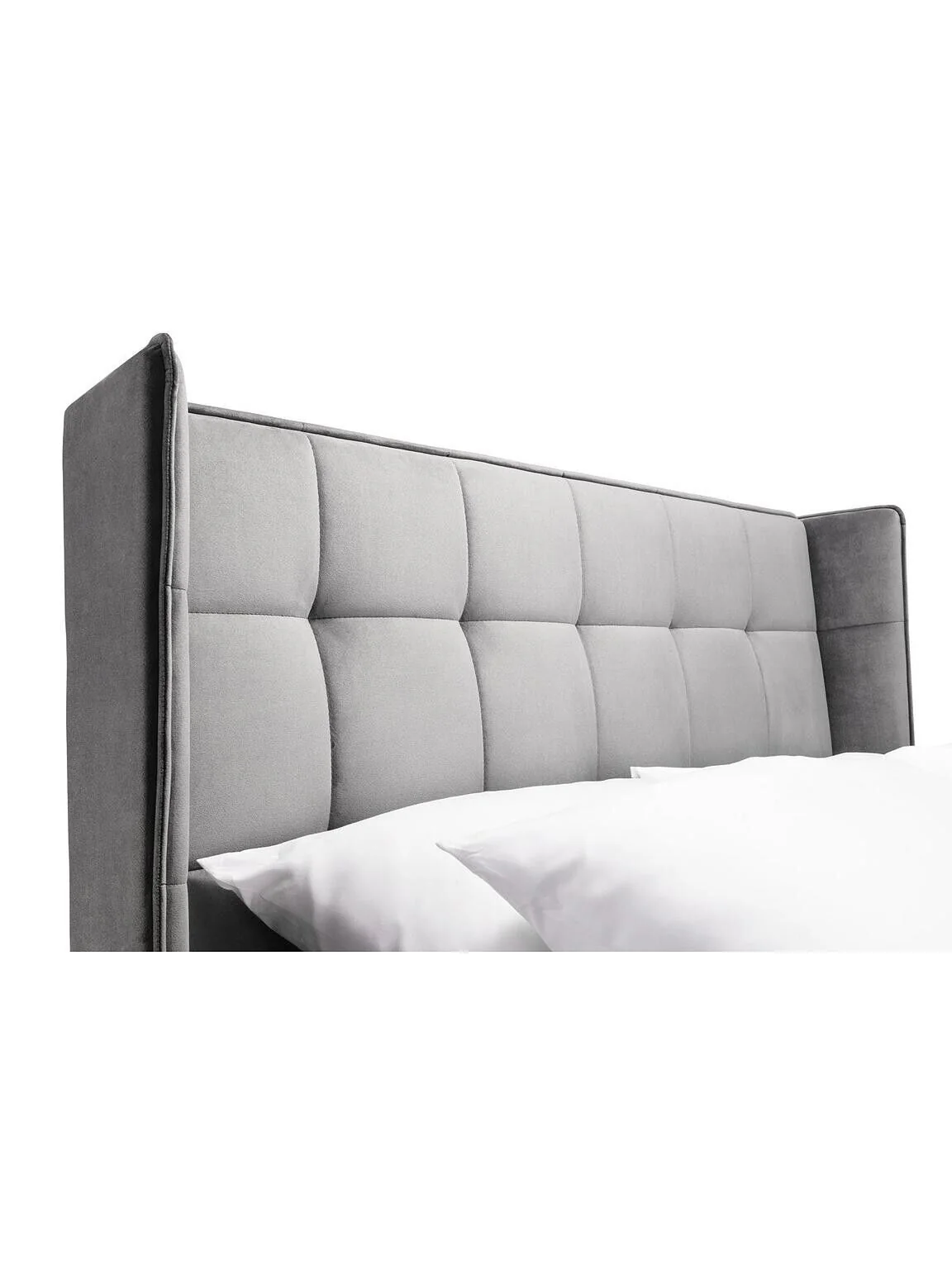 Gatsby Velvet King Size Bed Lift up With Storage In Light Grey Modern Bedroom - Image 5