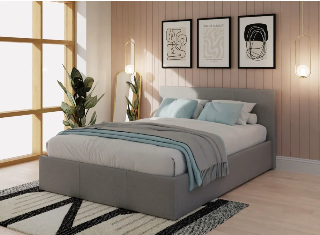 GFW End Lift Ottoman Bed Double Matt Grey Minimalist & Contemporary Designed - Image 2