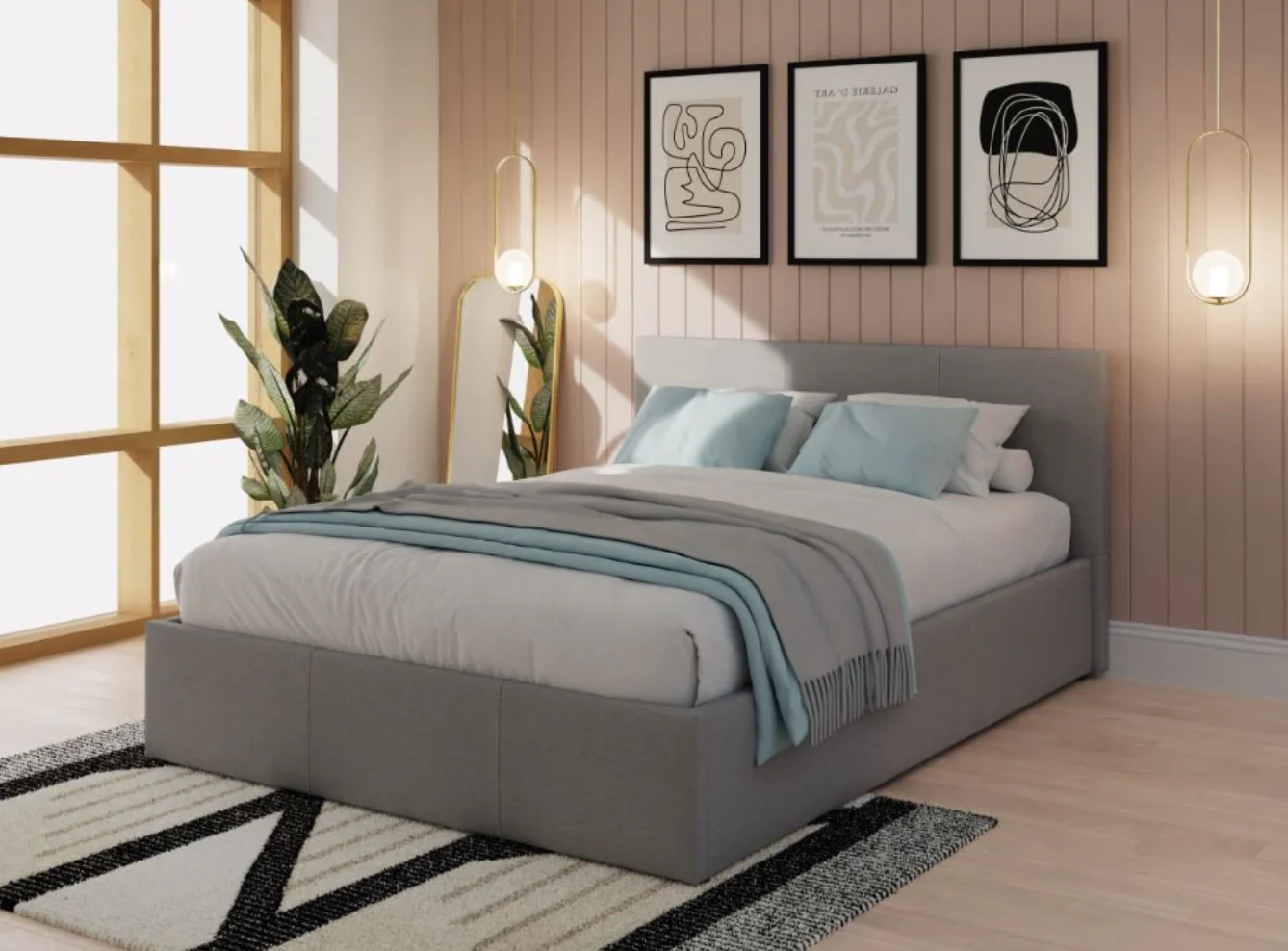 GFW End Lift Ottoman Bed Double Matt Grey Minimalist & Contemporary Designed - Image 3