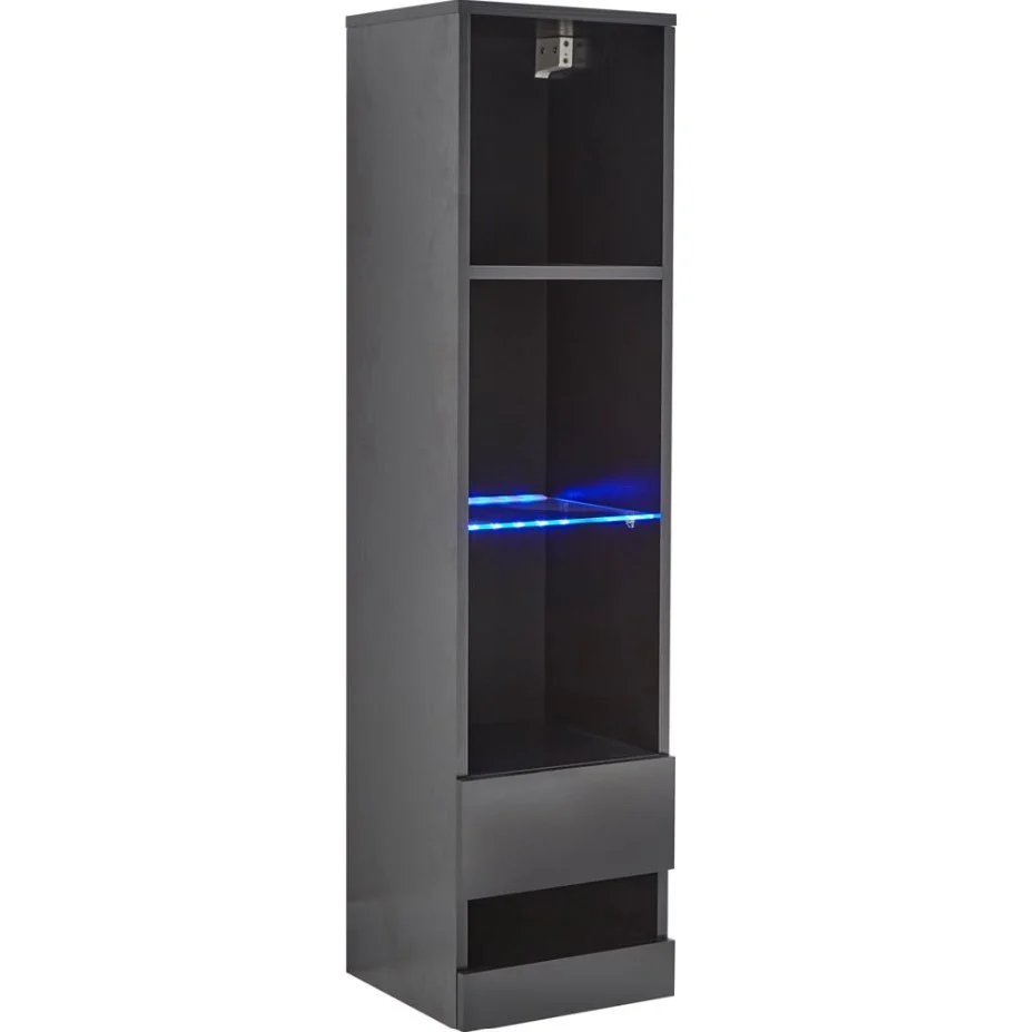 GFW Galicia 4 Shelf Wall Mounted Tall LED Shelving Unit Black - Image 2