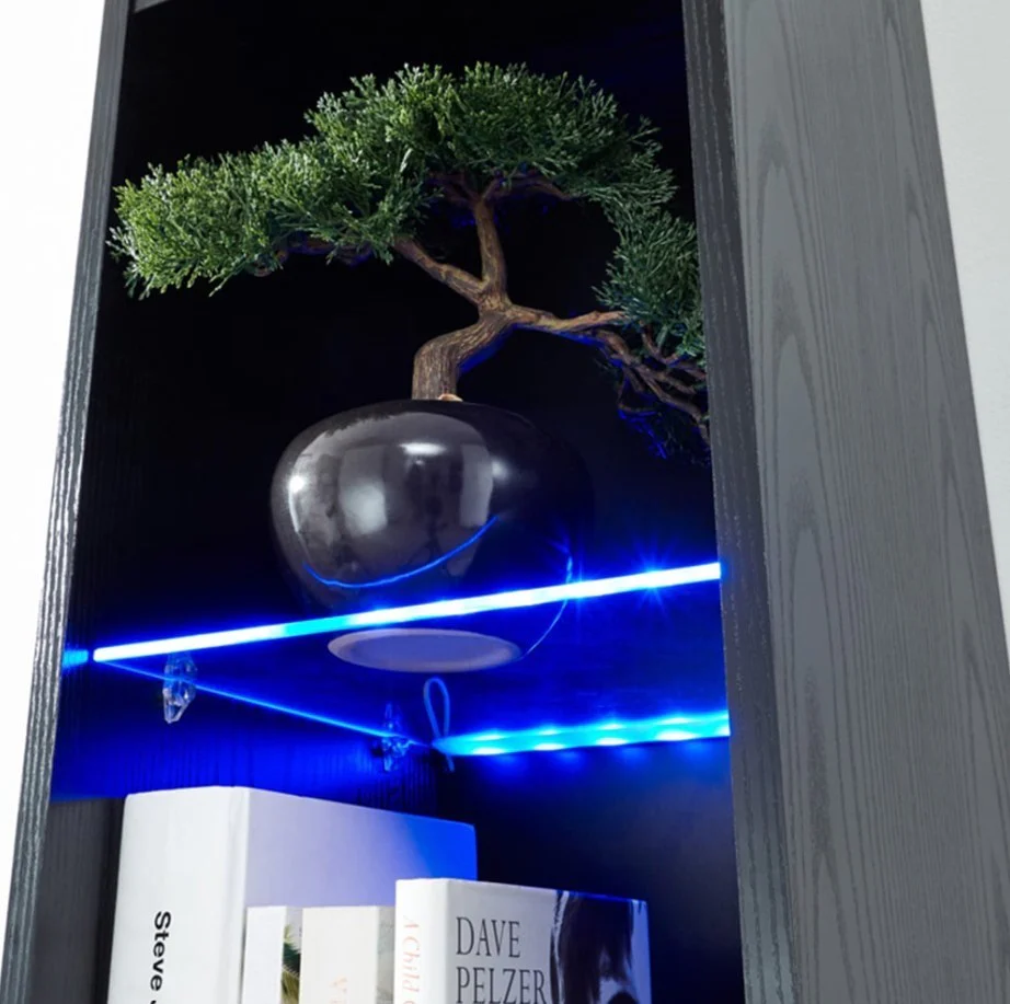 GFW Galicia 4 Shelf Wall Mounted Tall LED Shelving Unit Black - Image 6