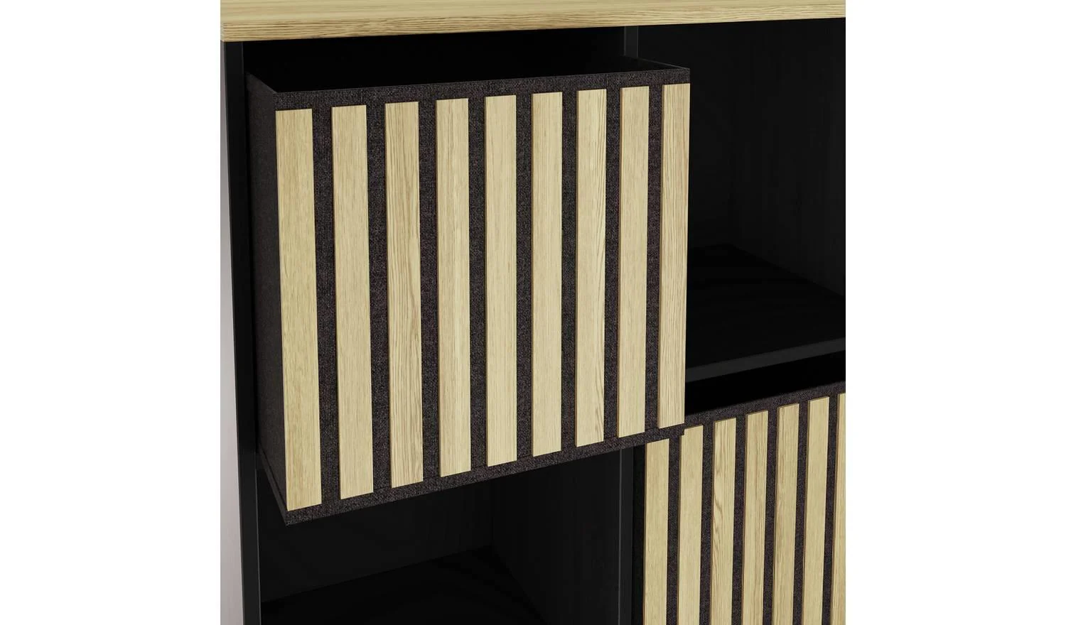 GFW Kube 4 Cube Storage Unit Black & Oak Modular Organiser Shelf - Image 6
