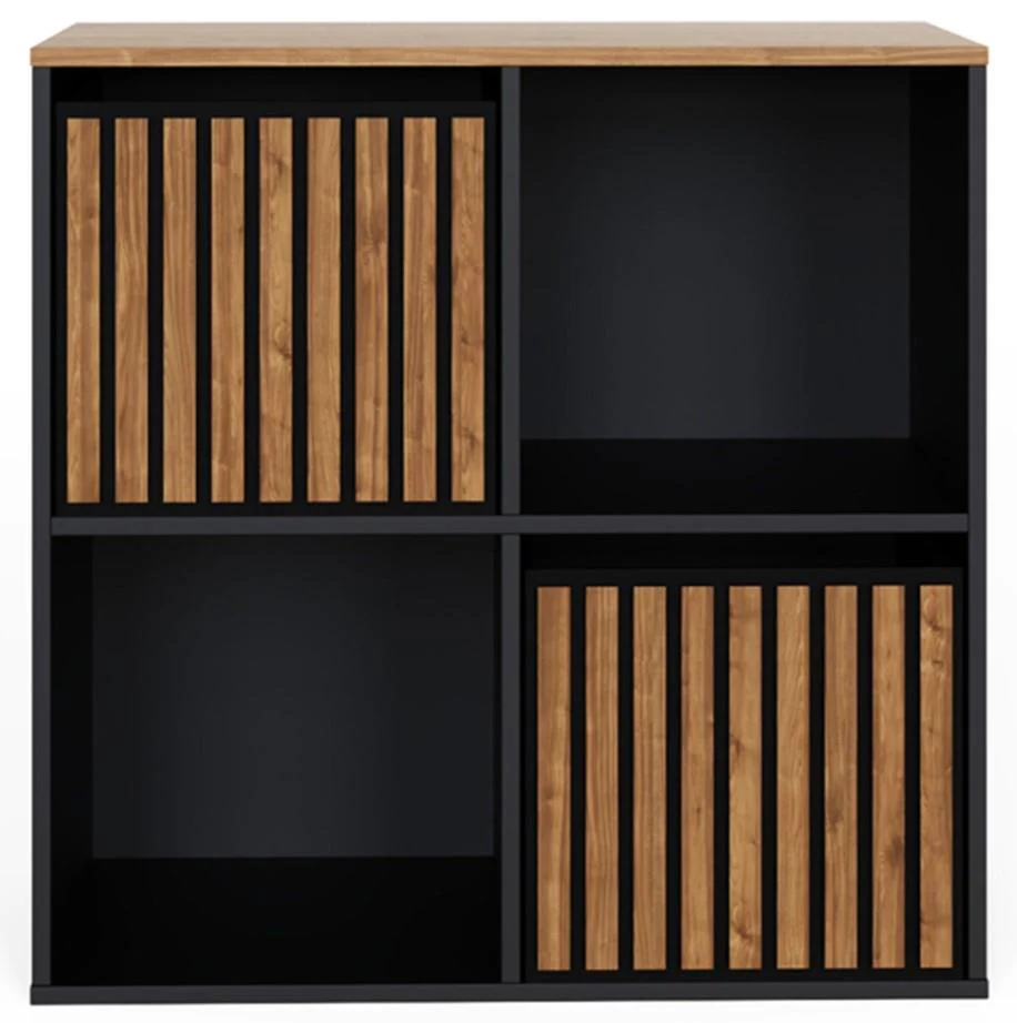 GFW Kube Black and Walnut 2 Drawer 2 Shelf Storage Unit Organiser - Image 3