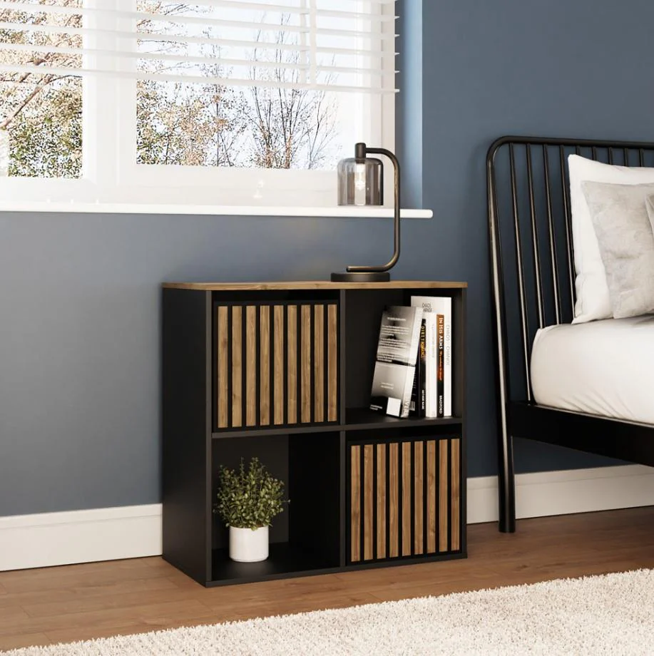 GFW Kube Black and Walnut 2 Drawer 2 Shelf Storage Unit Organiser - Image 7