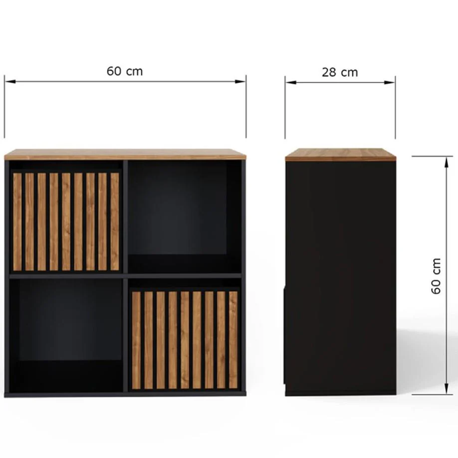 GFW Kube Black and Walnut 2 Drawer 2 Shelf Storage Unit Organiser - Image 8
