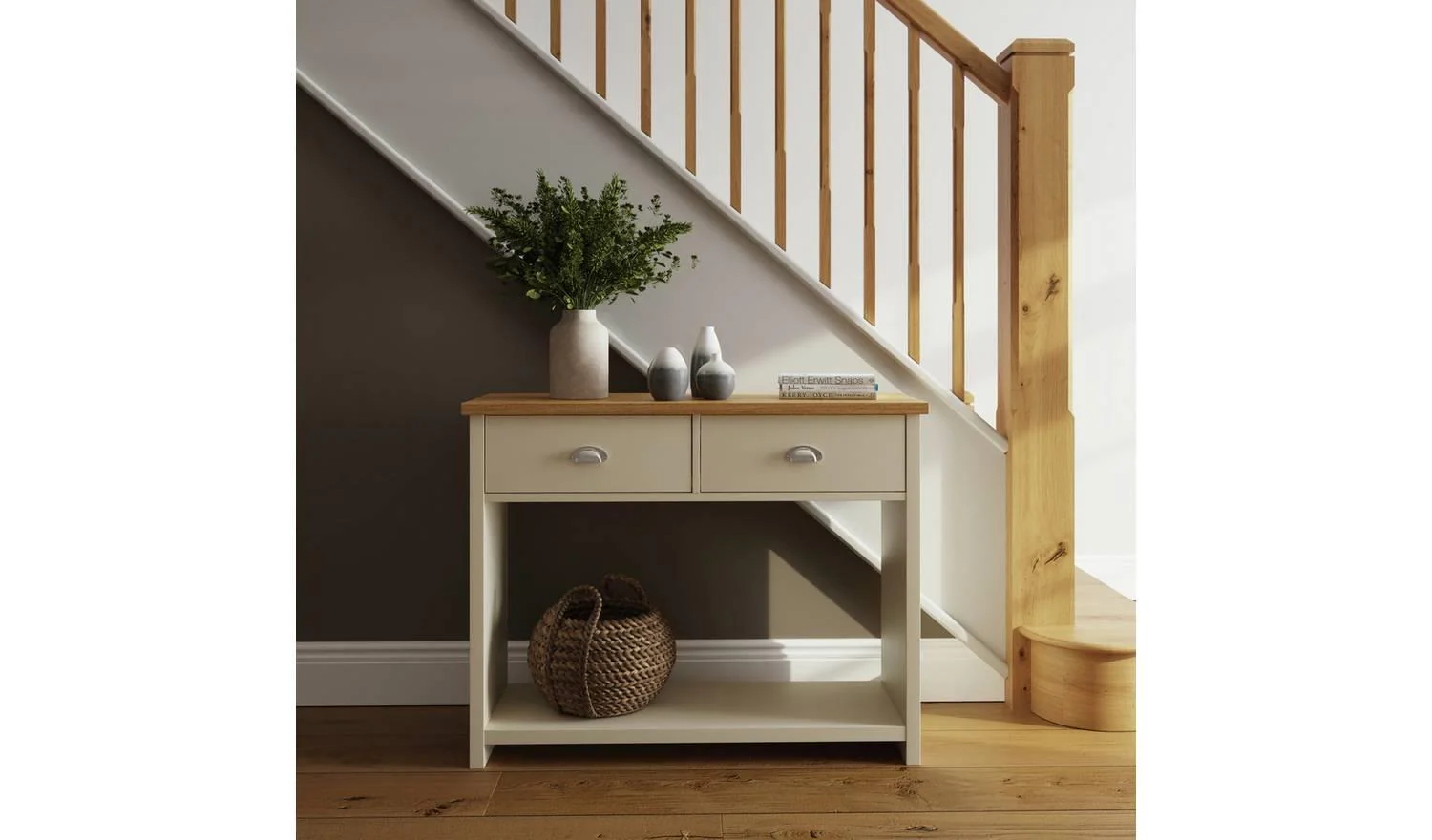 GFW Lancaster 2 Drawer Console Table Cream Country Cottage Style - Image 2