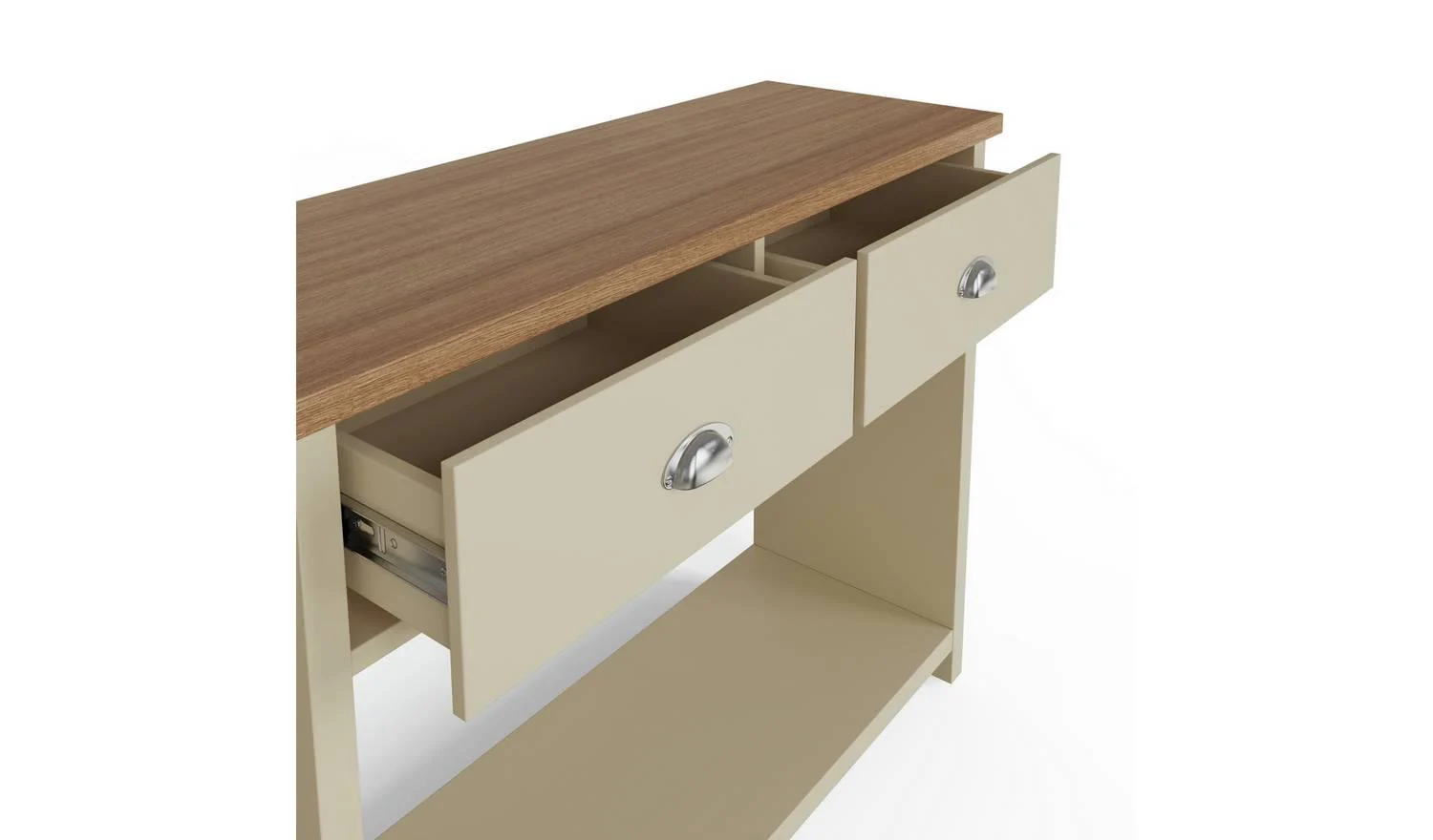GFW Lancaster 2 Drawer Console Table Cream Country Cottage Style - Image 5
