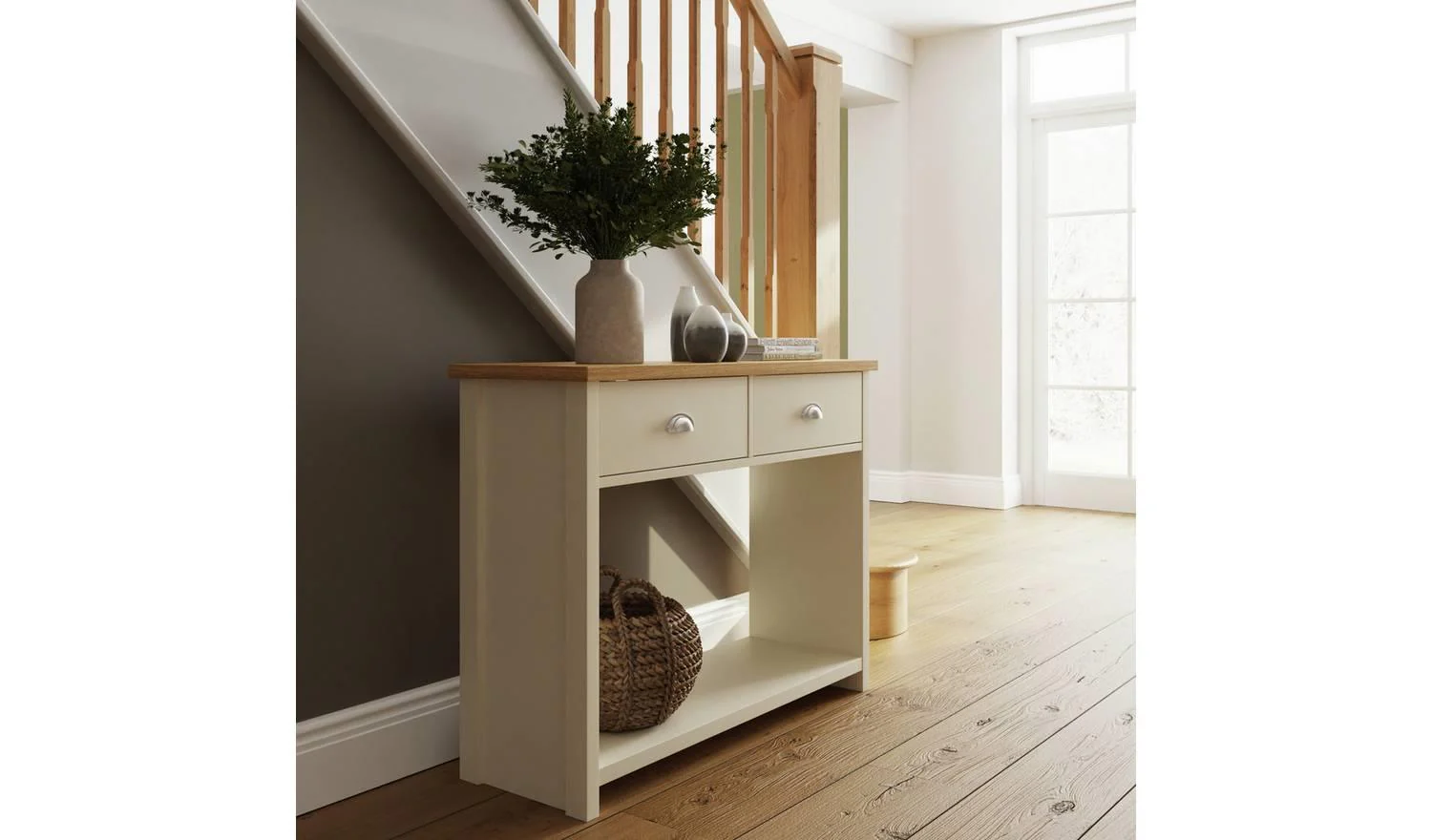 GFW Lancaster 2 Drawer Console Table Cream Country Cottage Style - Image 8