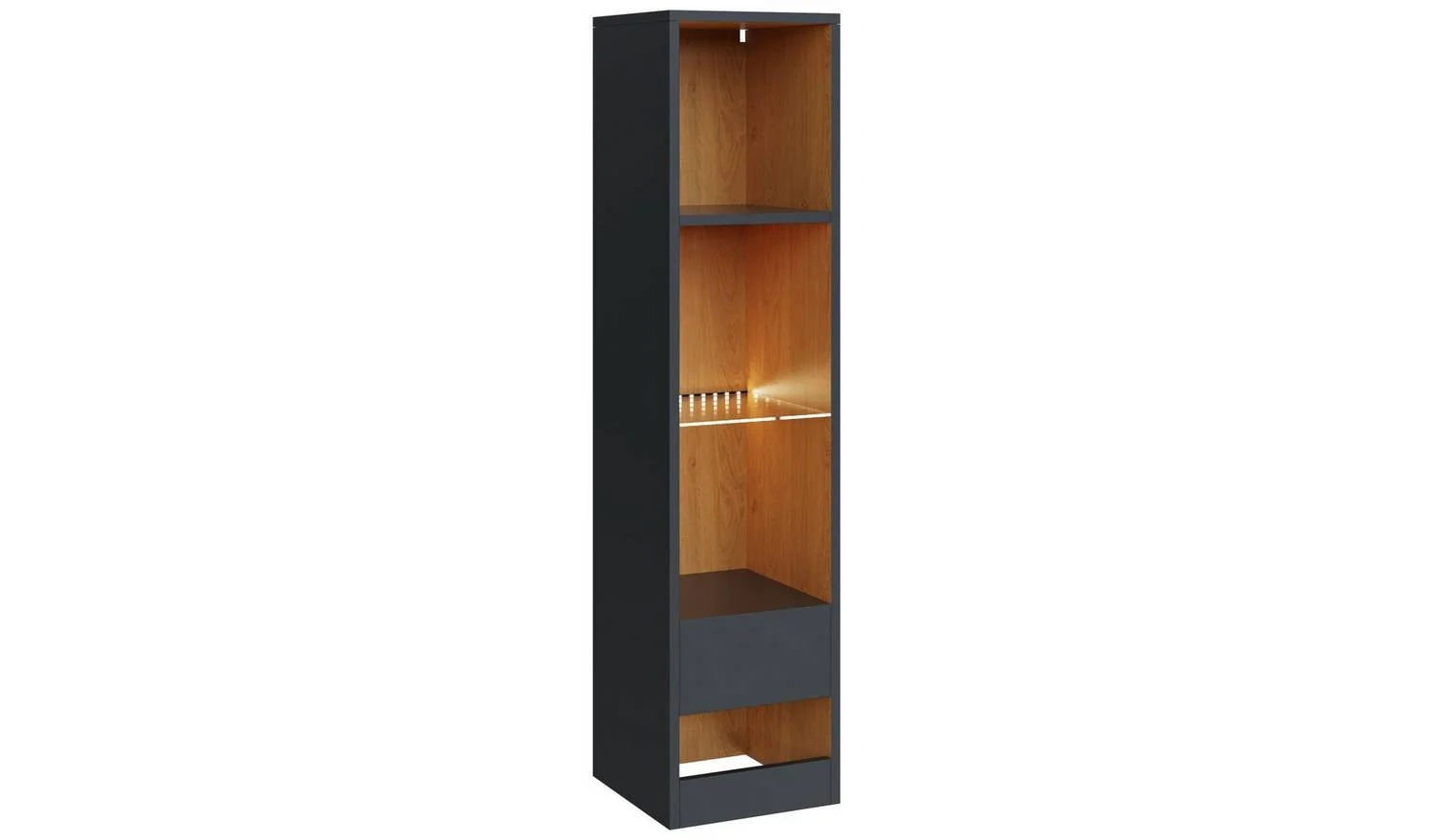 GFW Leon Narrow Bookcase Anthracite Slim Storage Shelf Living Room - Image 4