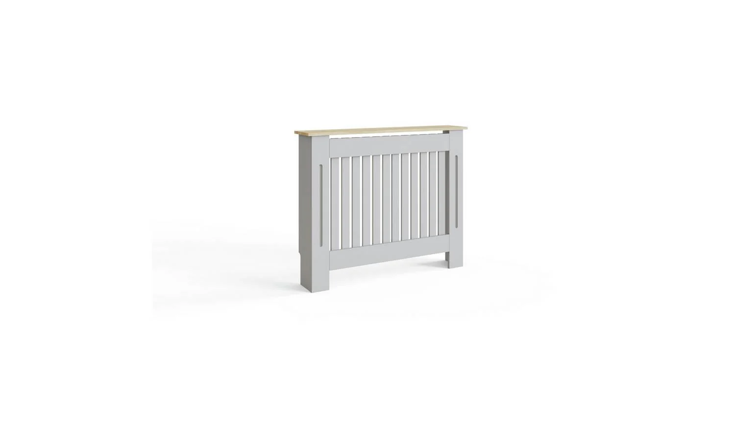 GFW Longslow Medium Radiator Cover Grey Oak With Ventilation Slats Shelf - Image 5
