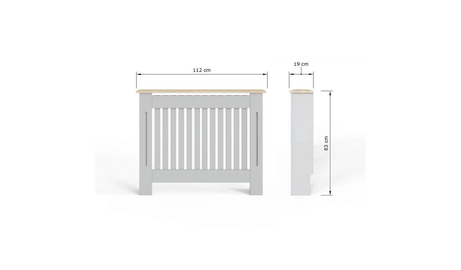 GFW Longslow Medium Radiator Cover Grey Oak With Ventilation Slats Shelf - Image 6