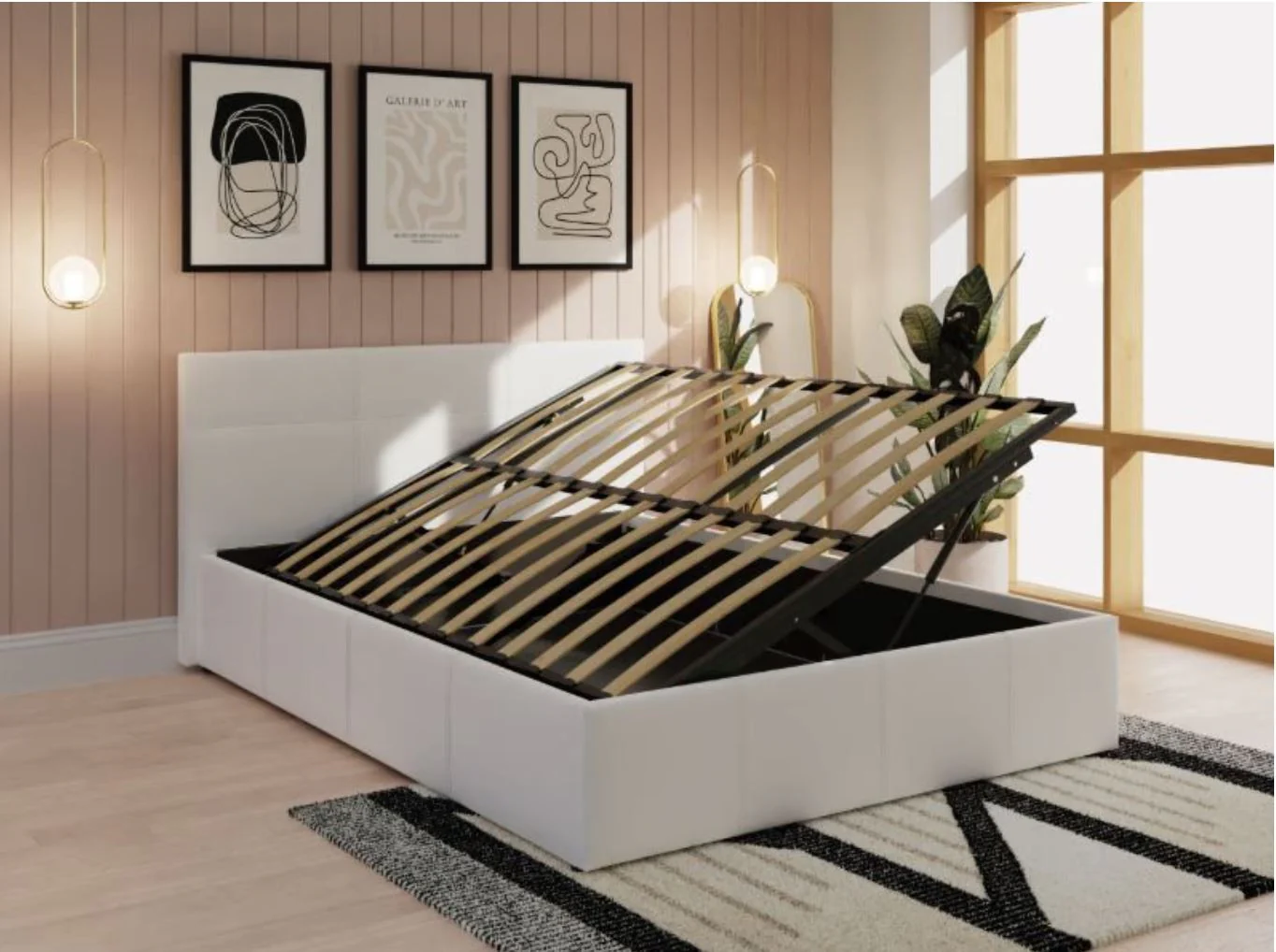 GFW Side Lift Ottoman Small Double Bed Matt White | Underbed Storage - Image 2