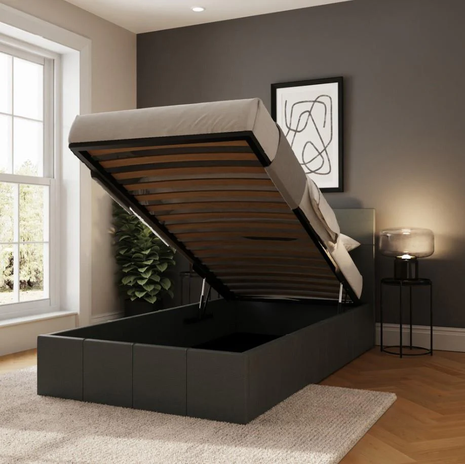 GFW Single Grey End Lift Ottoman Bed Frame Underbed Space Saver UK - Image 9
