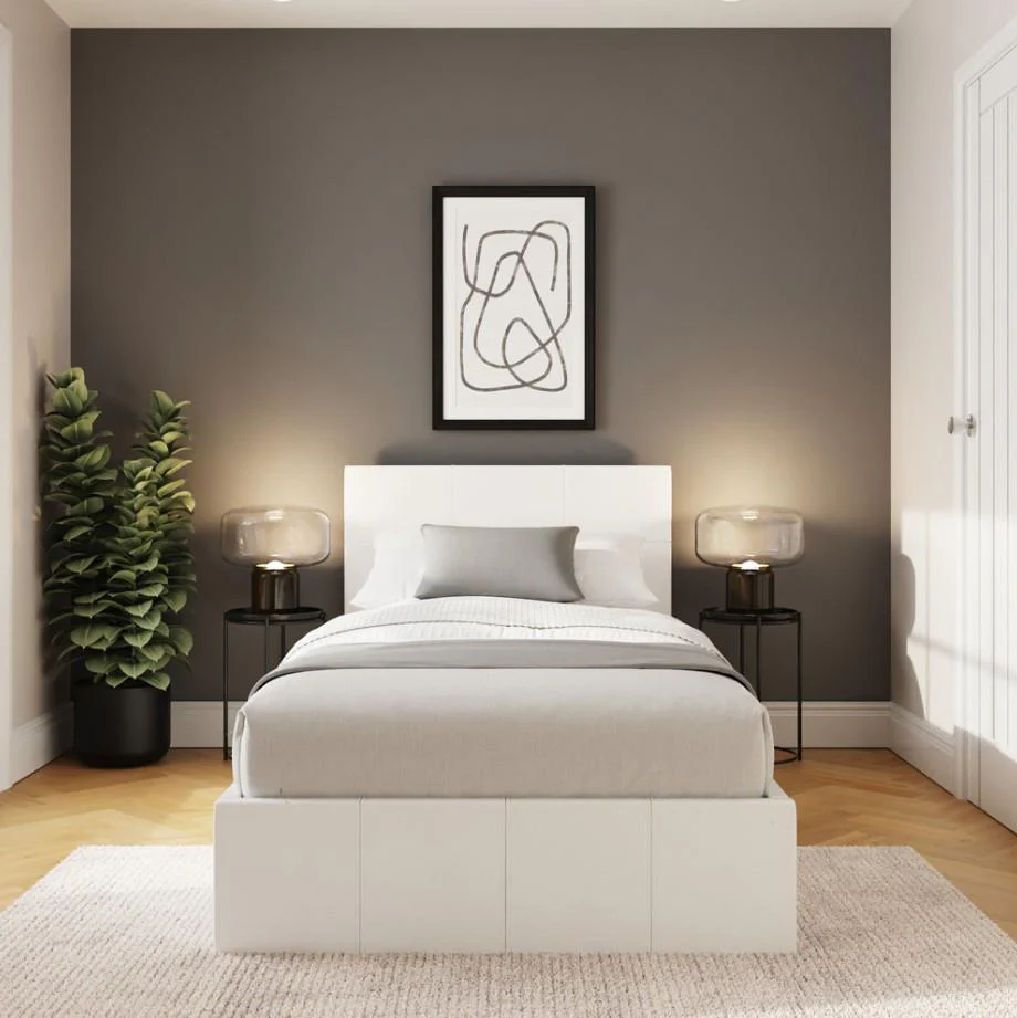 GFW Single Matt White End Lift Ottoman Bed Easy Access Storage Bedroom - Image 8