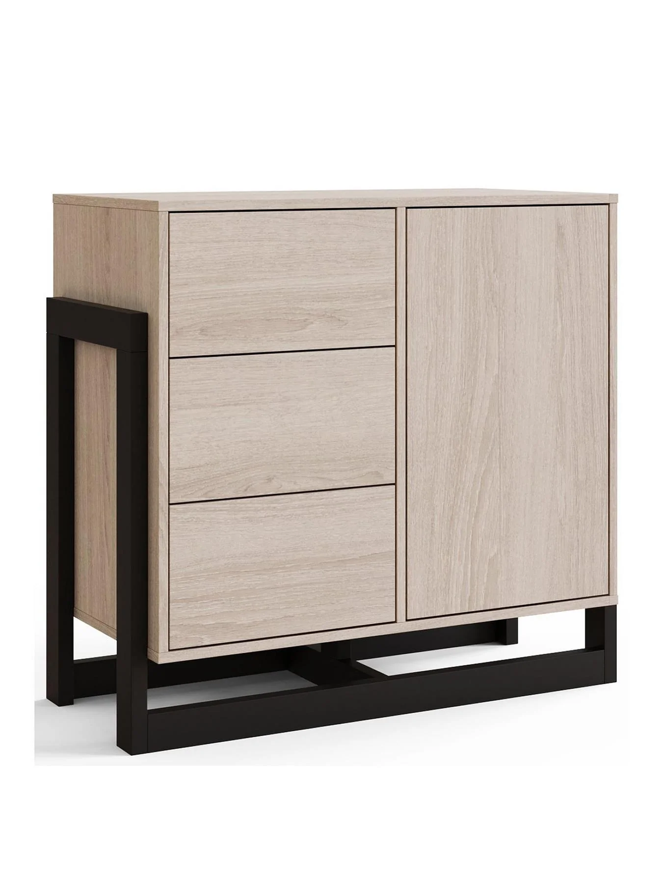 GFW Tait 1 Door 3 Drawer Sideboard Oak Storage Cabinet Living Room - Image 2