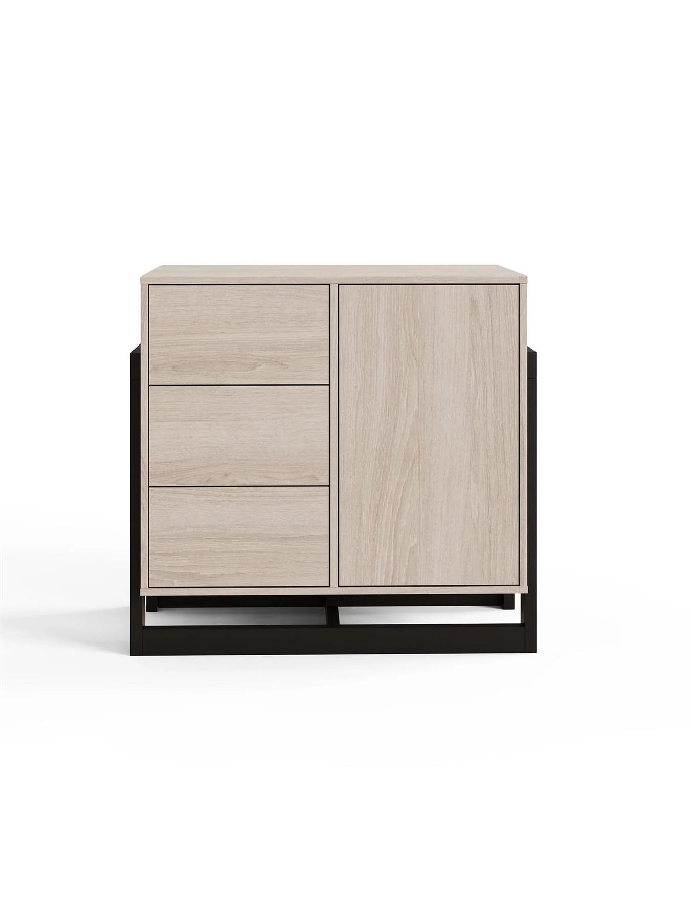 GFW Tait 1 Door 3 Drawer Sideboard Oak Storage Cabinet Living Room - Image 4