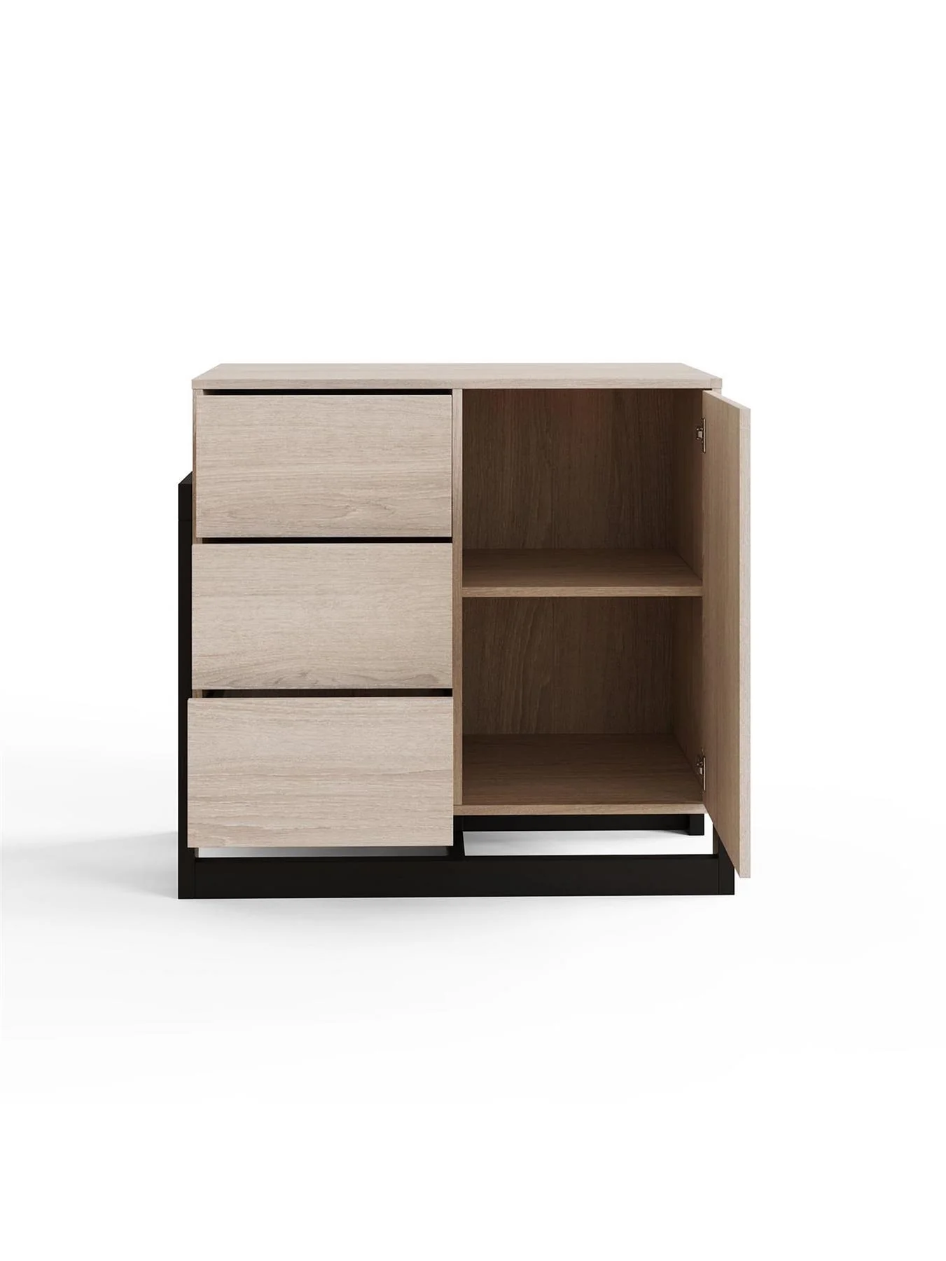 GFW Tait 1 Door 3 Drawer Sideboard Oak Storage Cabinet Living Room - Image 6