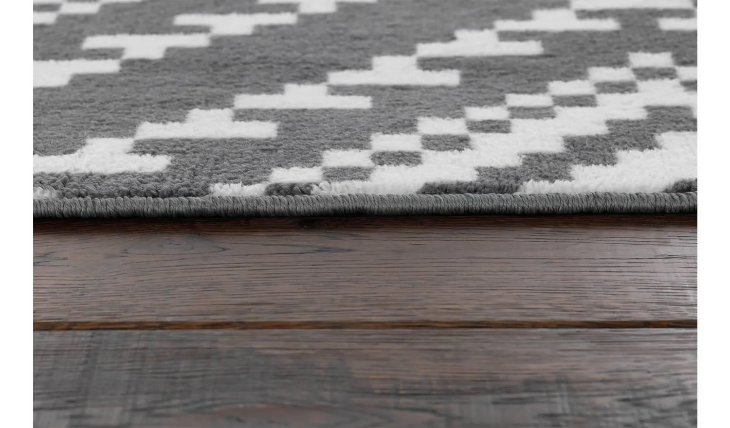 Global Geometric Grey Cut Pile Rug 120x170cm Patterned Living Room - Image 3