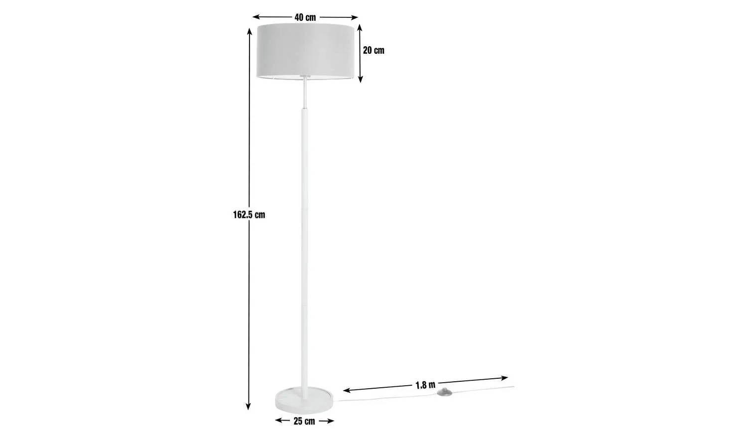 Gloss Stick Floor Lamp Grey Modern Reading Light Living Room - Image 2
