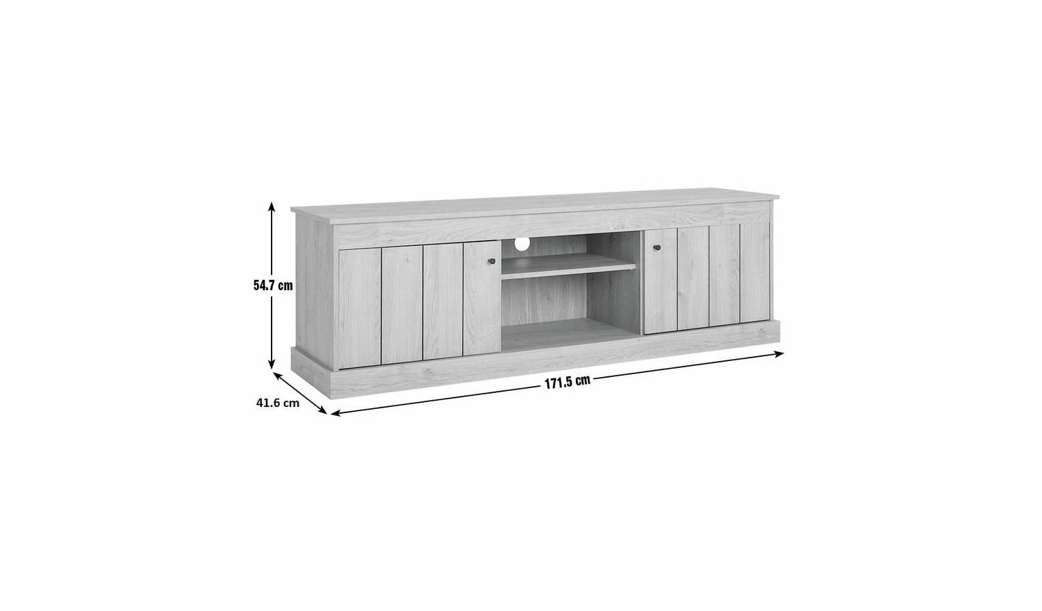 Griselde 2 Door TV Unit Natural Media Stand Storage Cabinet Living Room - Image 2