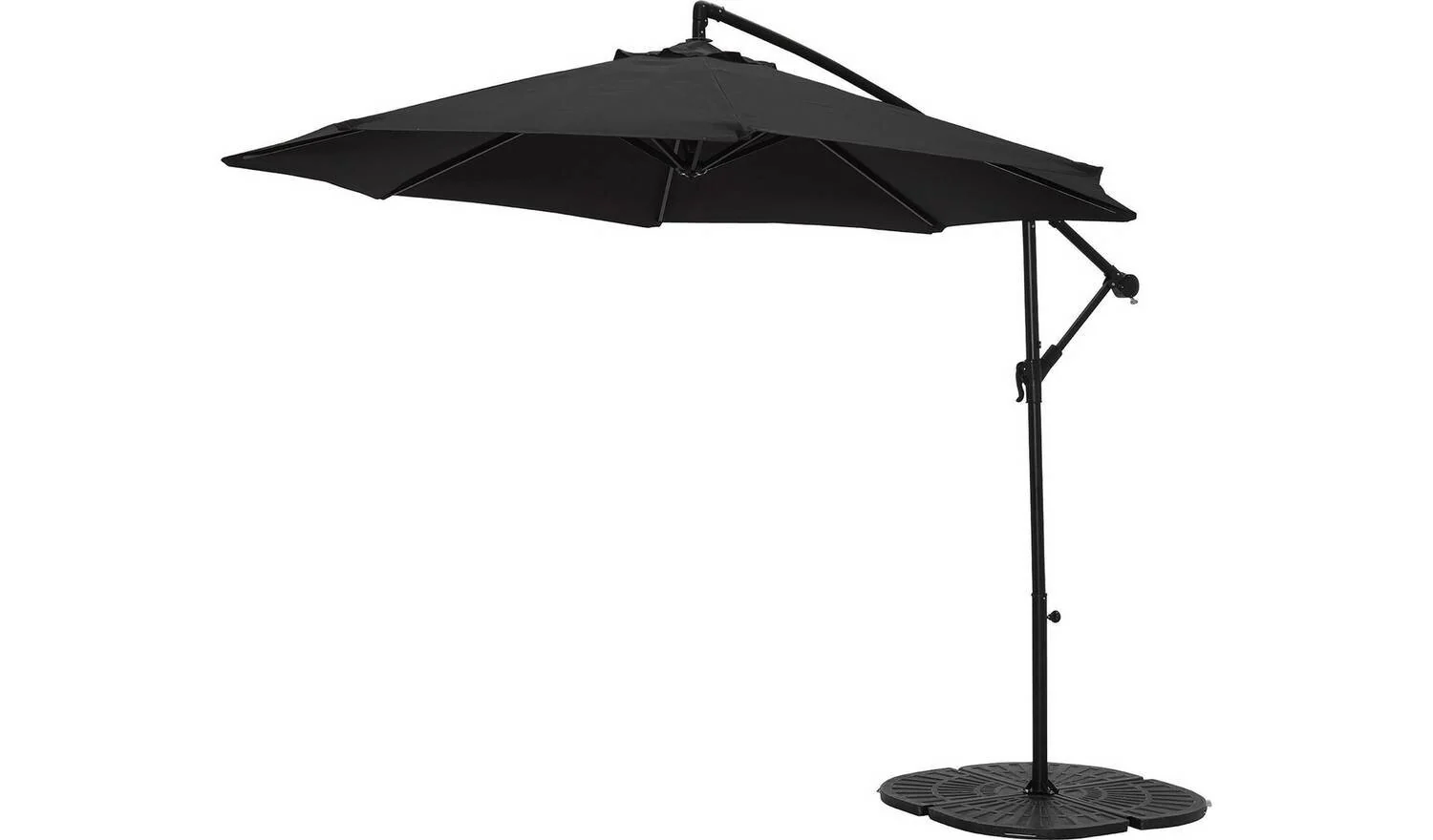 2.5m Overhanging Garden Parasol Black Outdoor Patio Sun Shade Umbrella - Image 2
