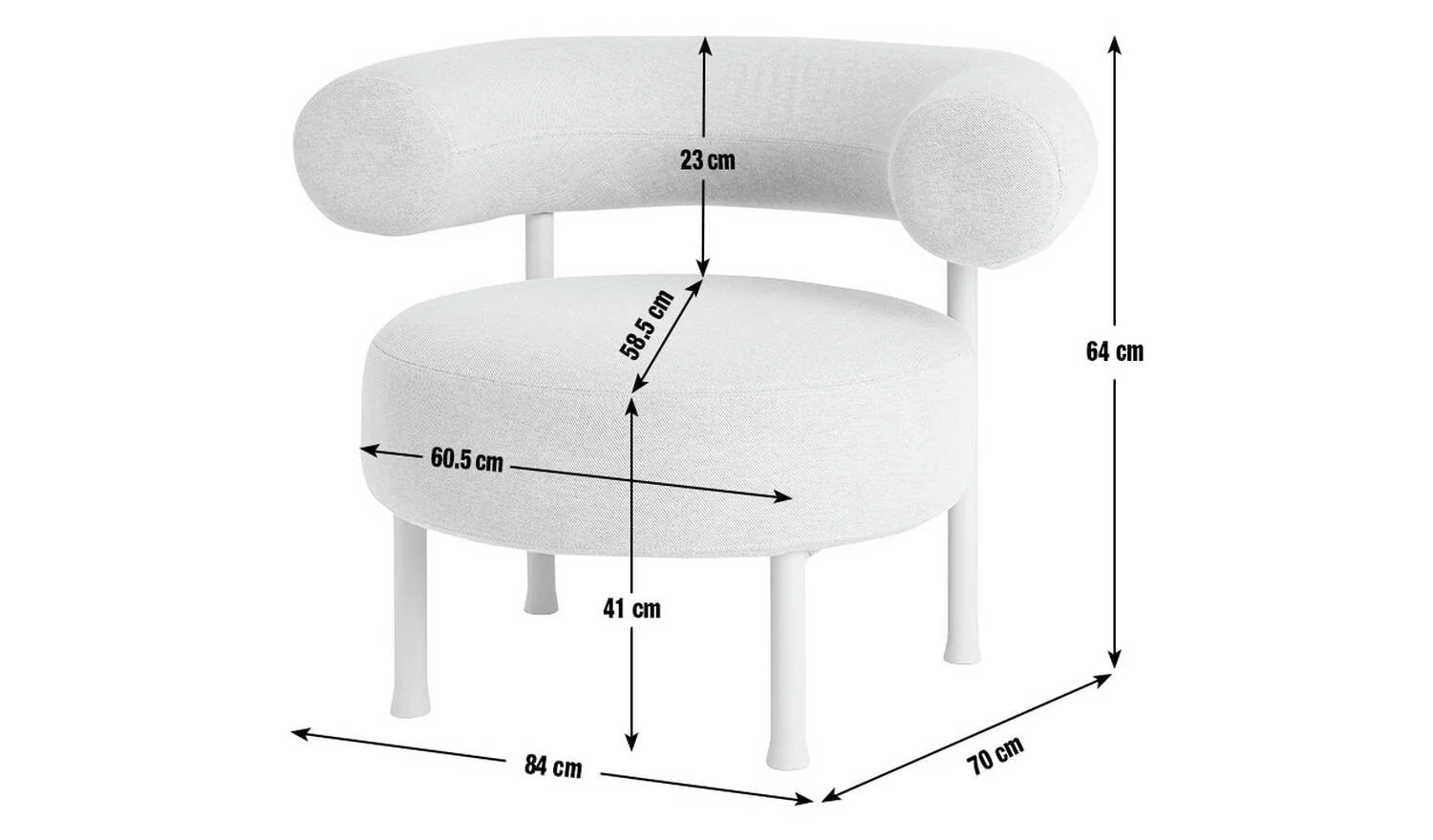 60 Tuva Fabric Curved Chair Grey Comfortable Lounge Seat Design - Image 11