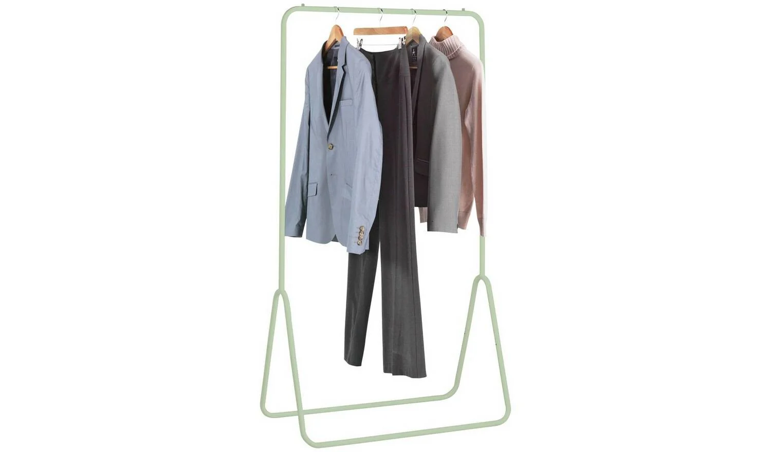 Arnie Single Clothes Rail Sage Green Modern Wardrobe Storage Organiser - Image 3